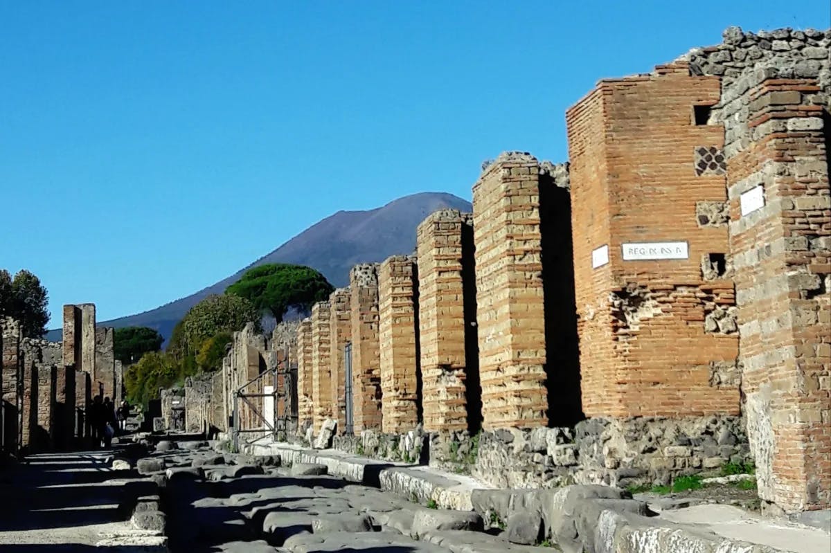 The ancient ruins at Pompeii showing different pillars
