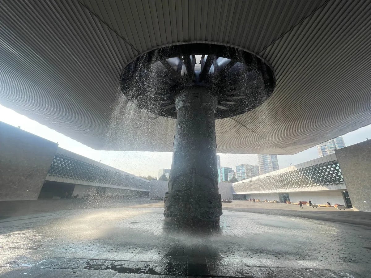 A water feature under a cement roof