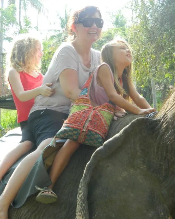 Kids of the back of an elephant