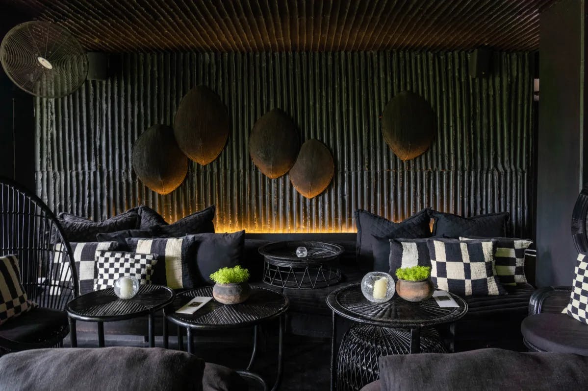 a sleek black lounge