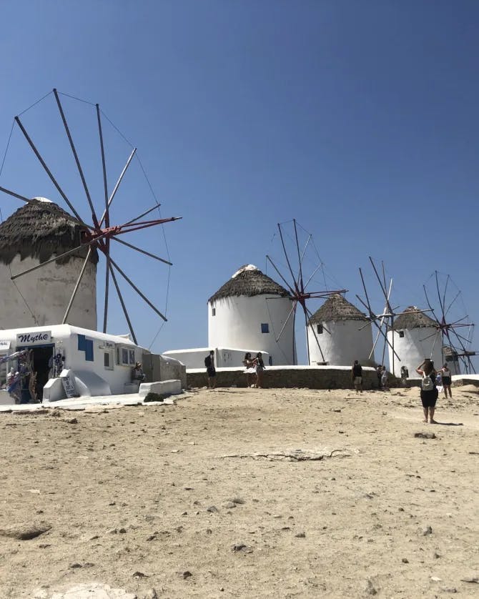 old fashion windmill huts in a desert