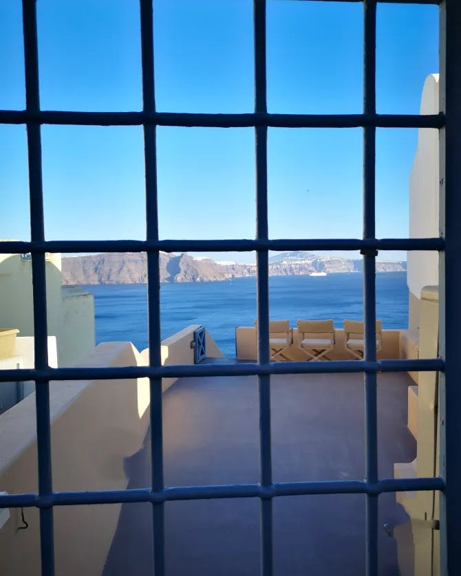 View from the window in Santorini, Greece