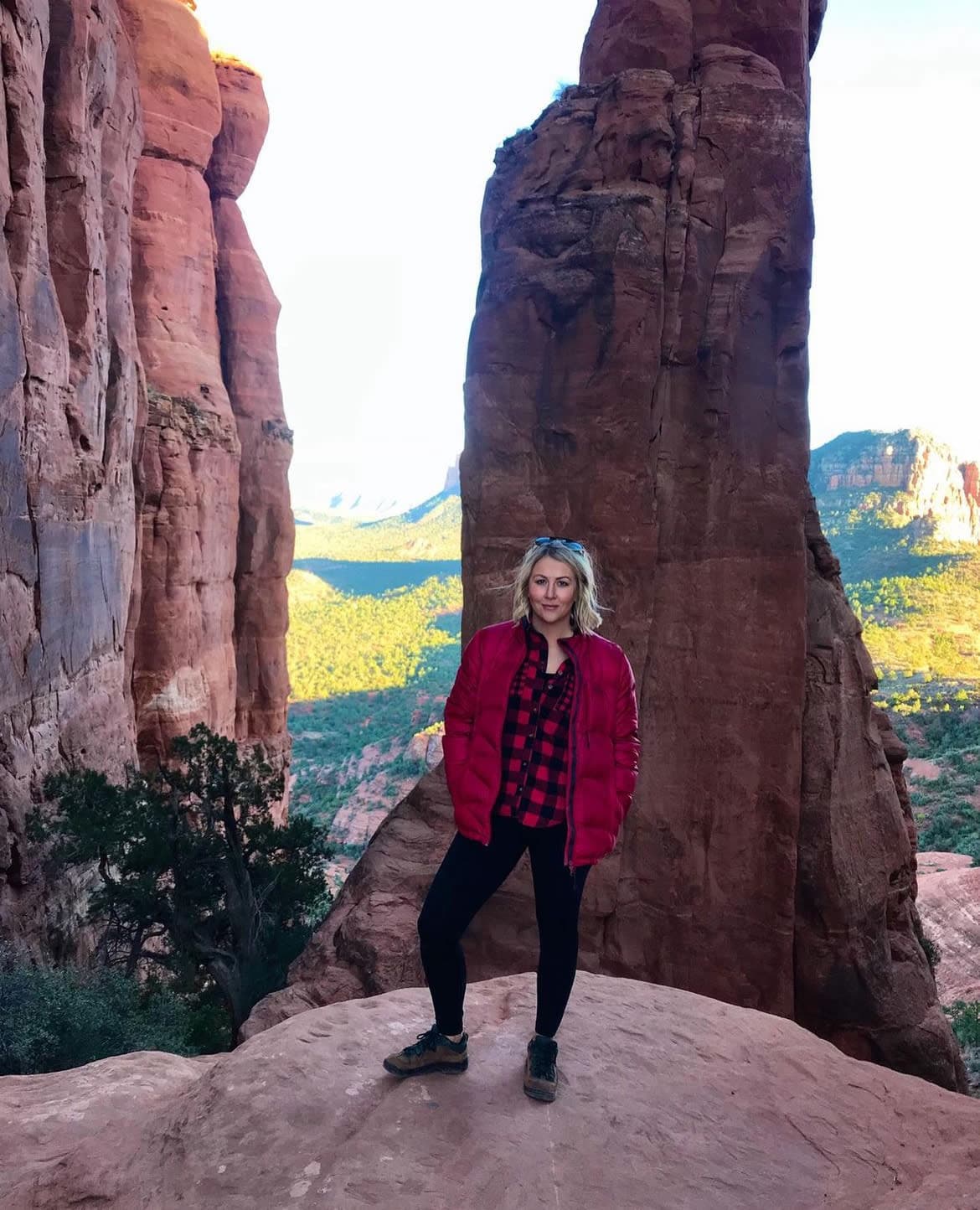 nicole wear red jacket