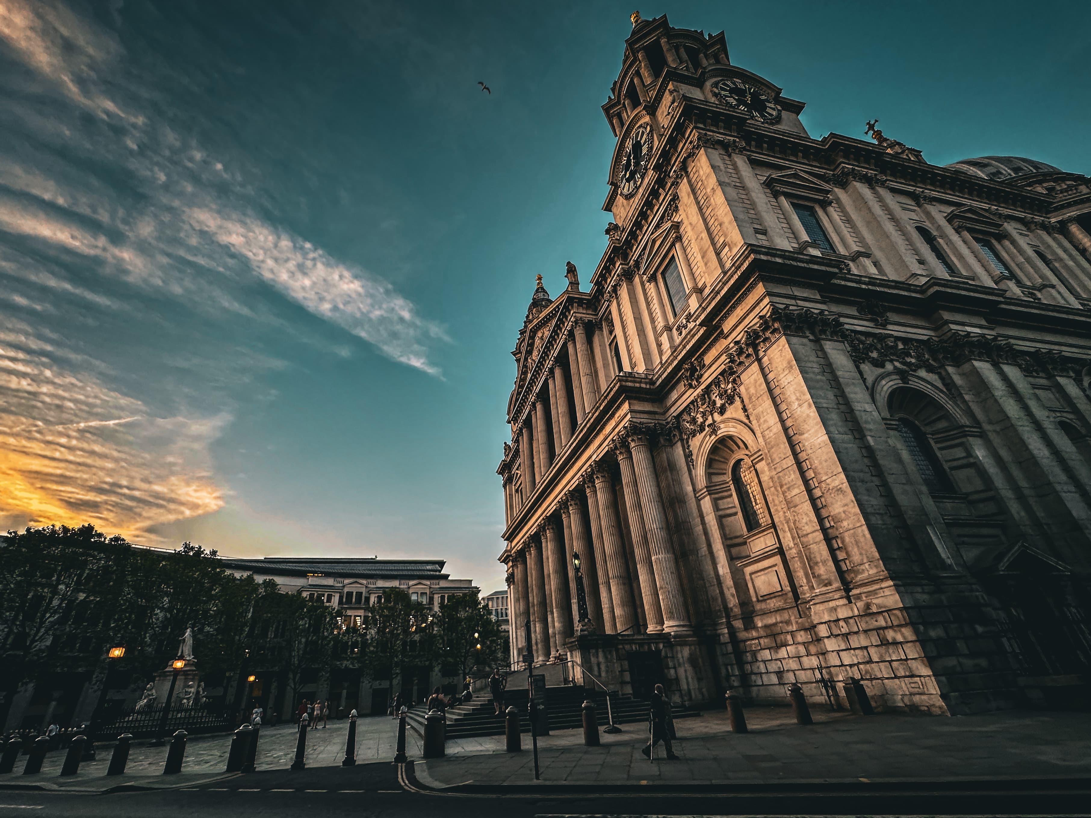 Beautiful view of an old building at sundown