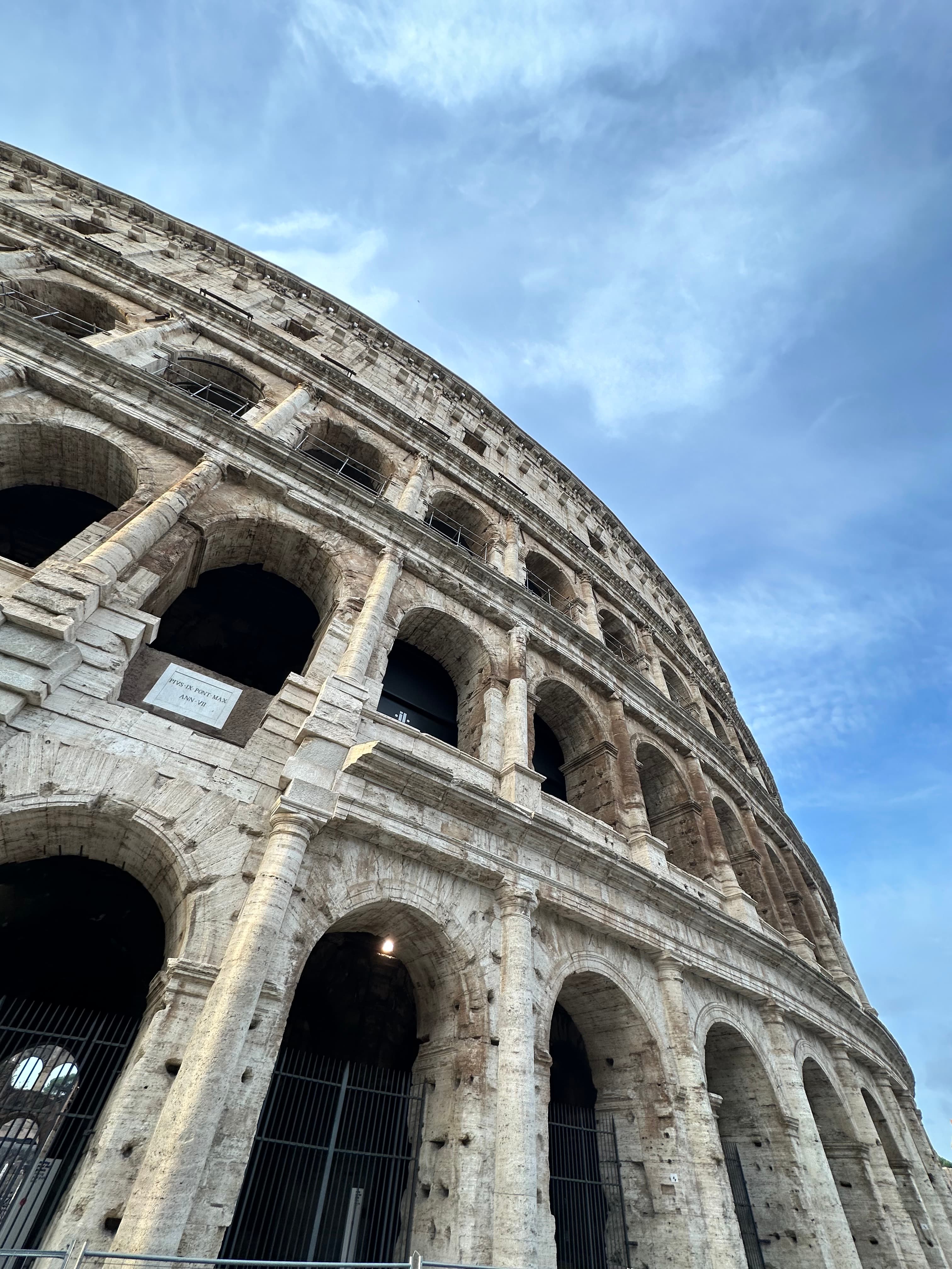 Close up view of the Colosseum on a sunny day