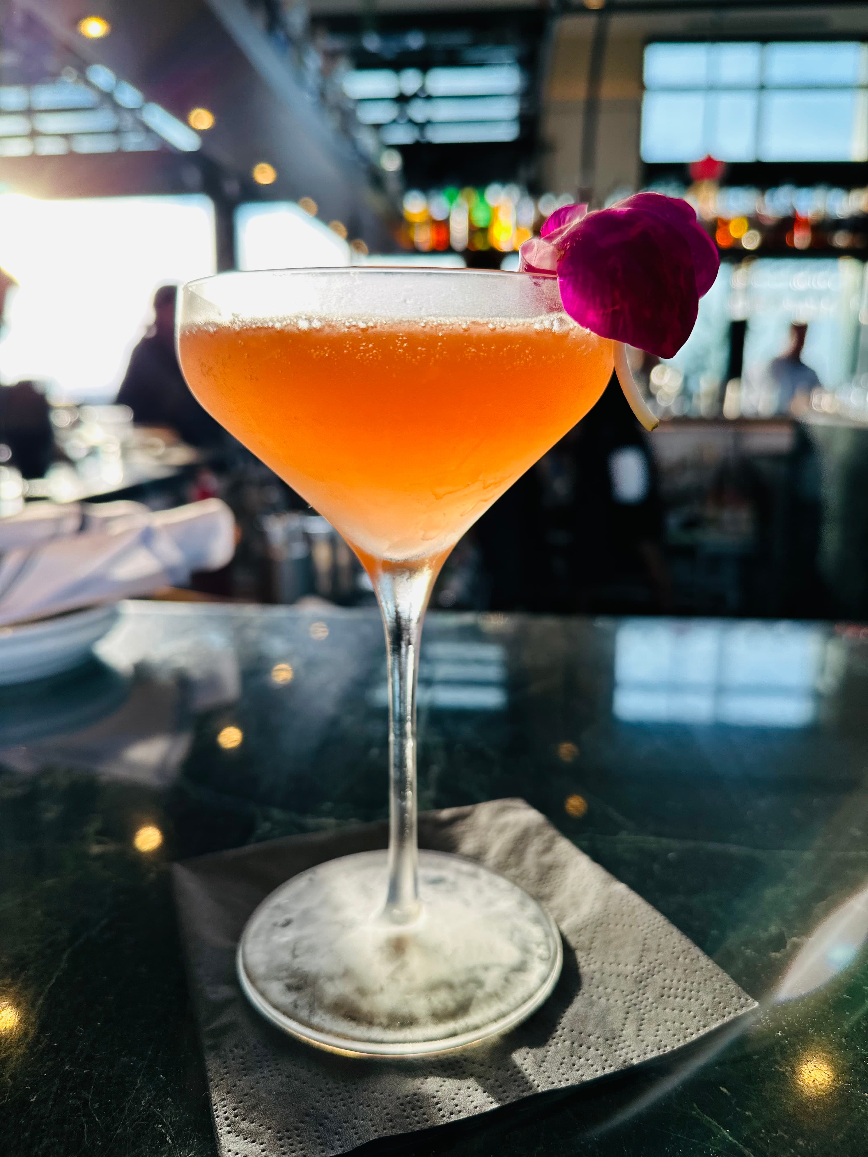 A picture of a colorful cocktail