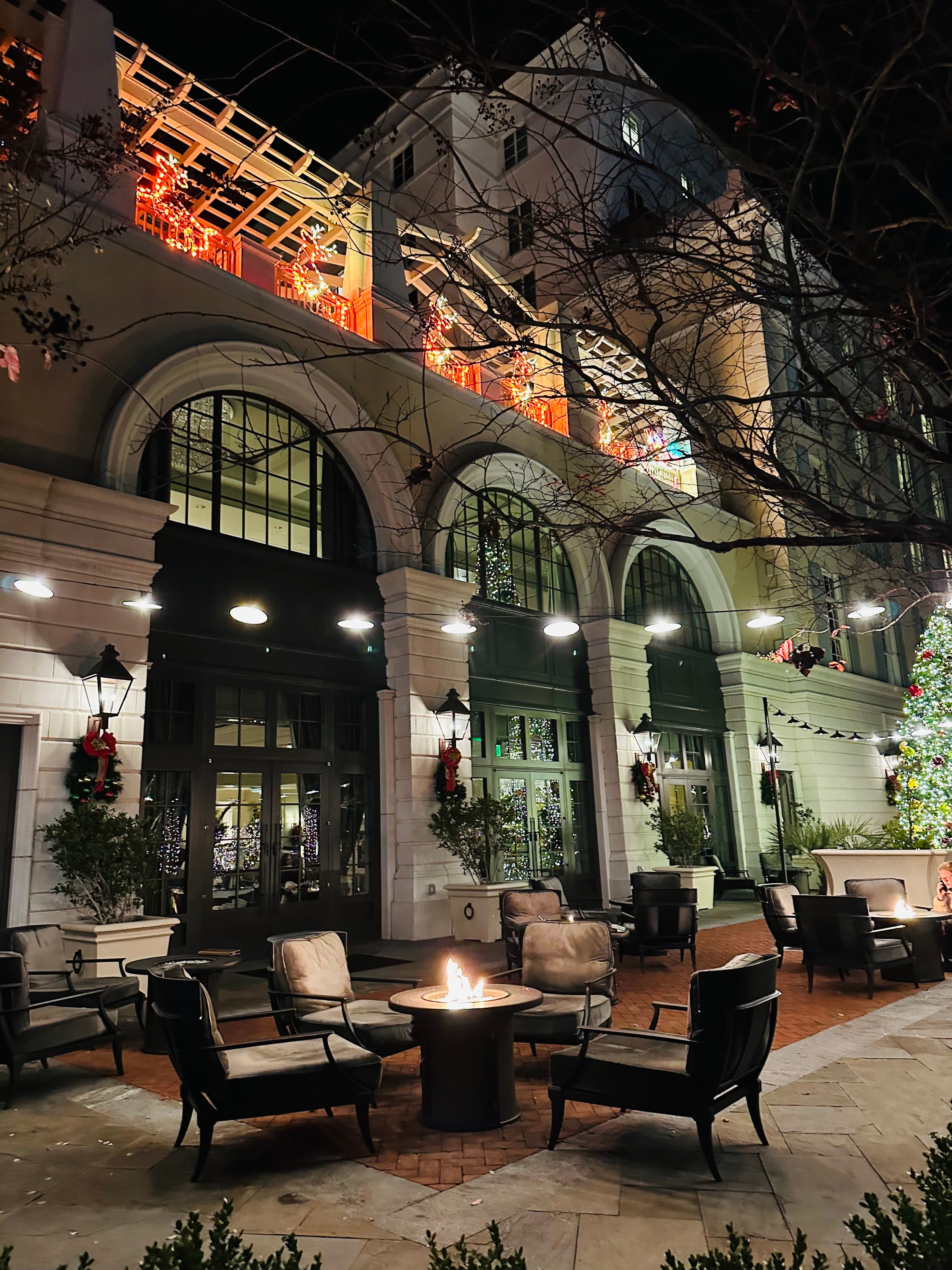 Restaurant views at night.