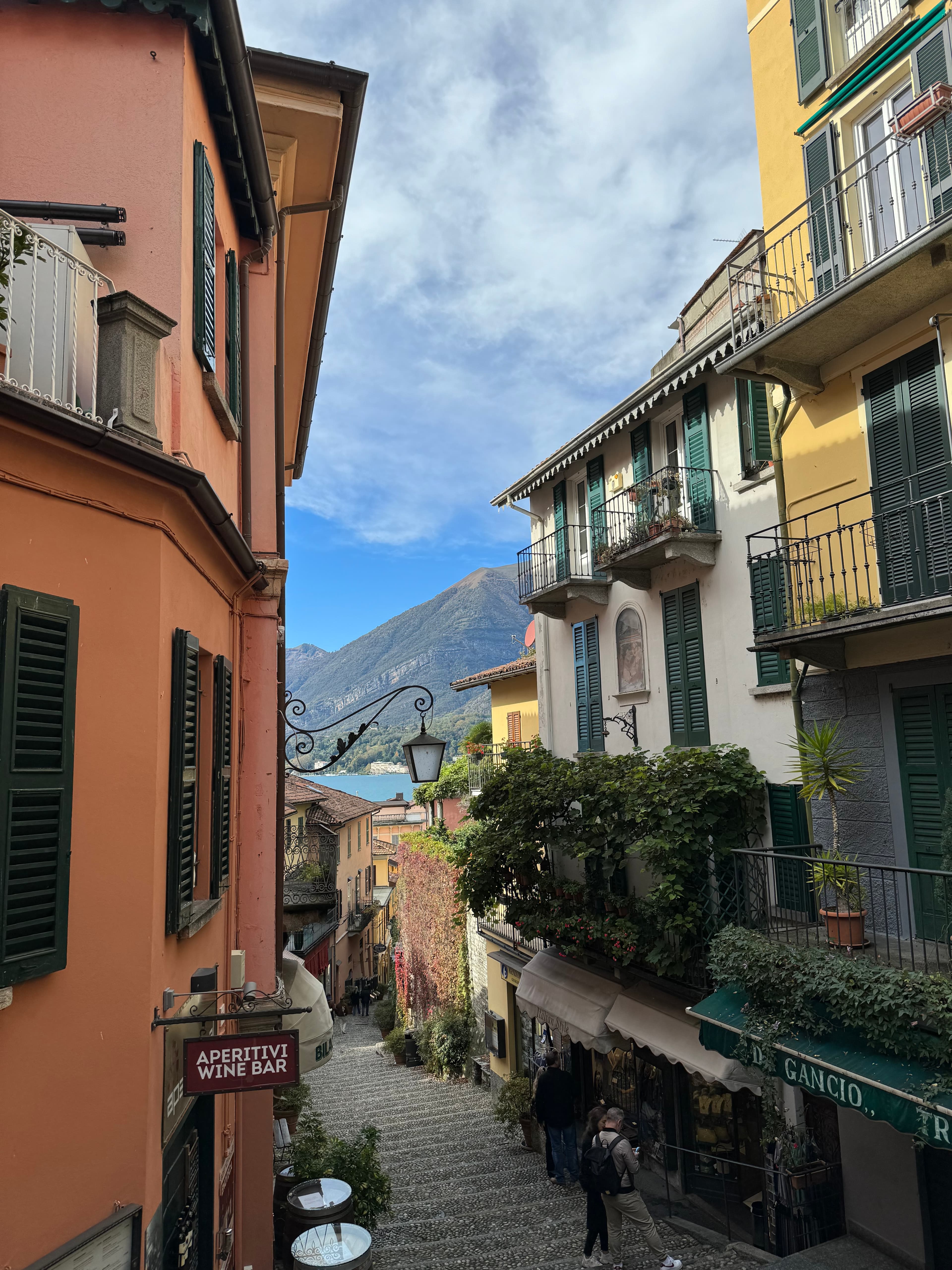 A view of a town on a sunny day.