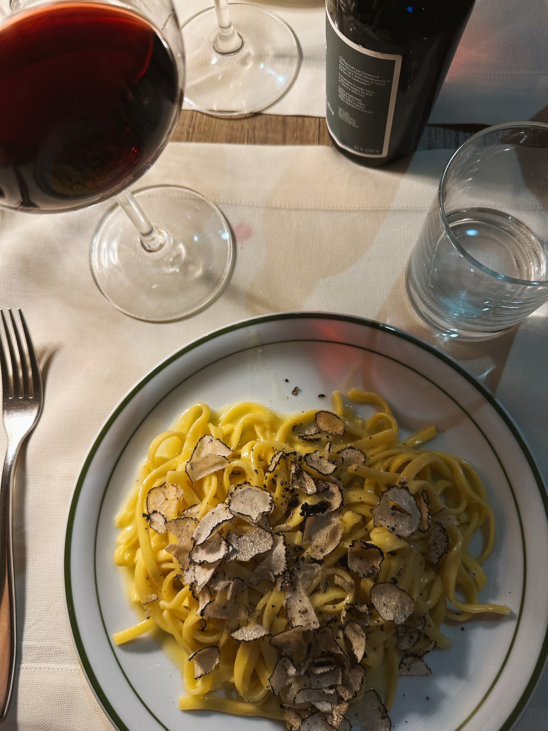 An image of pasta with fresh truffles. 