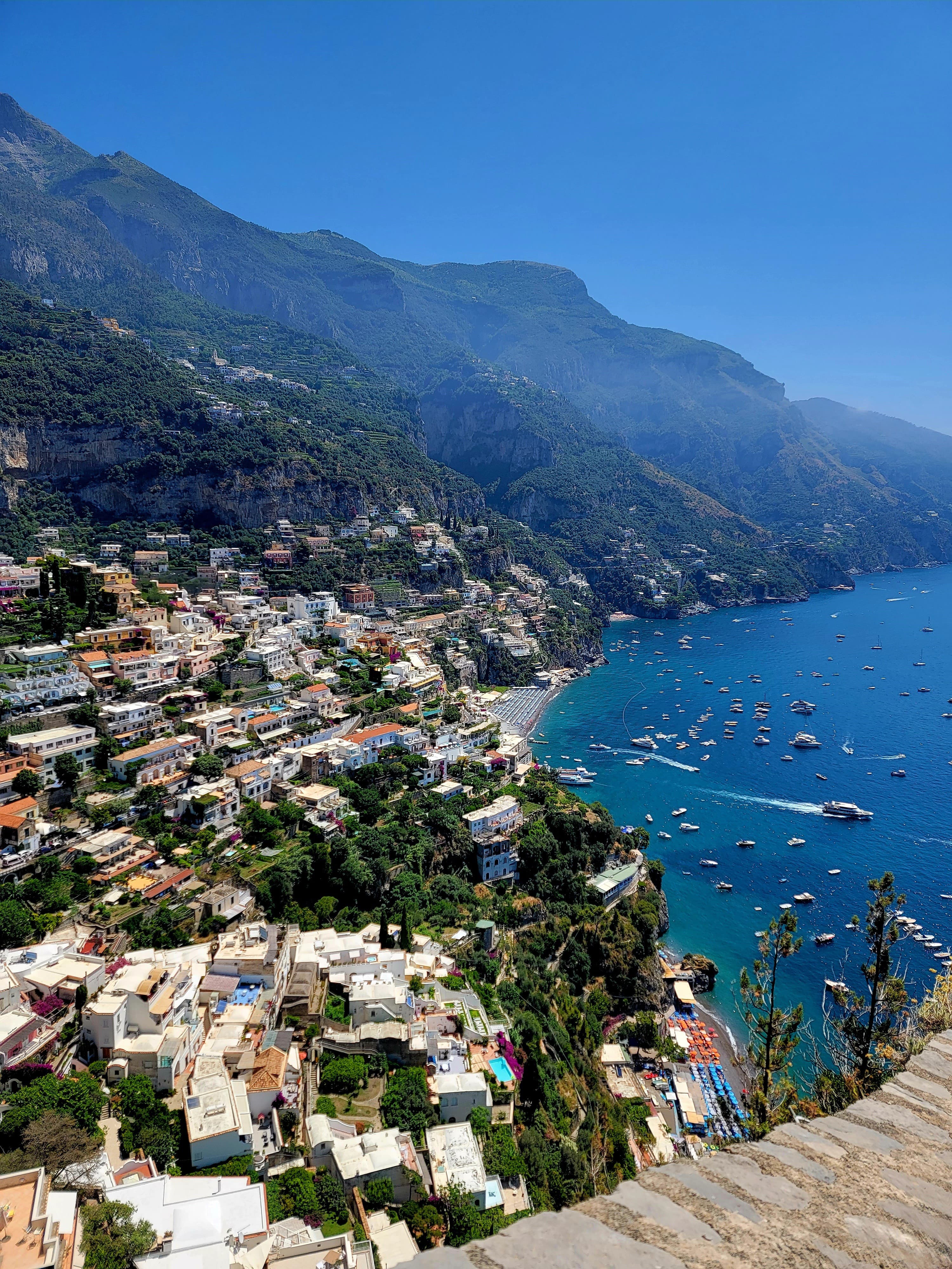 An aerial view of the coast line during the day. 