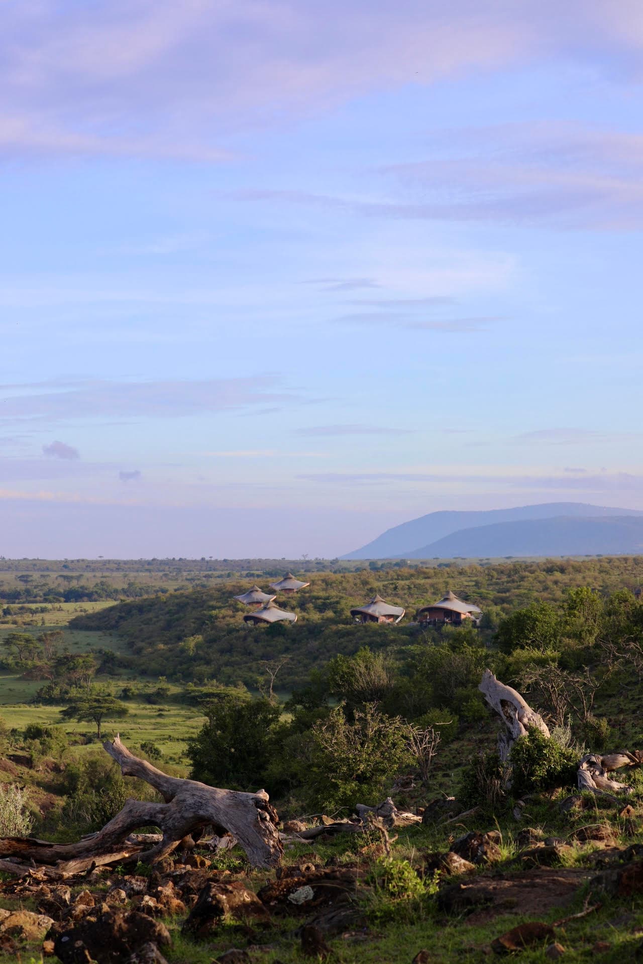 Beautiful view of a countryside valley and mountains visible on the horizon