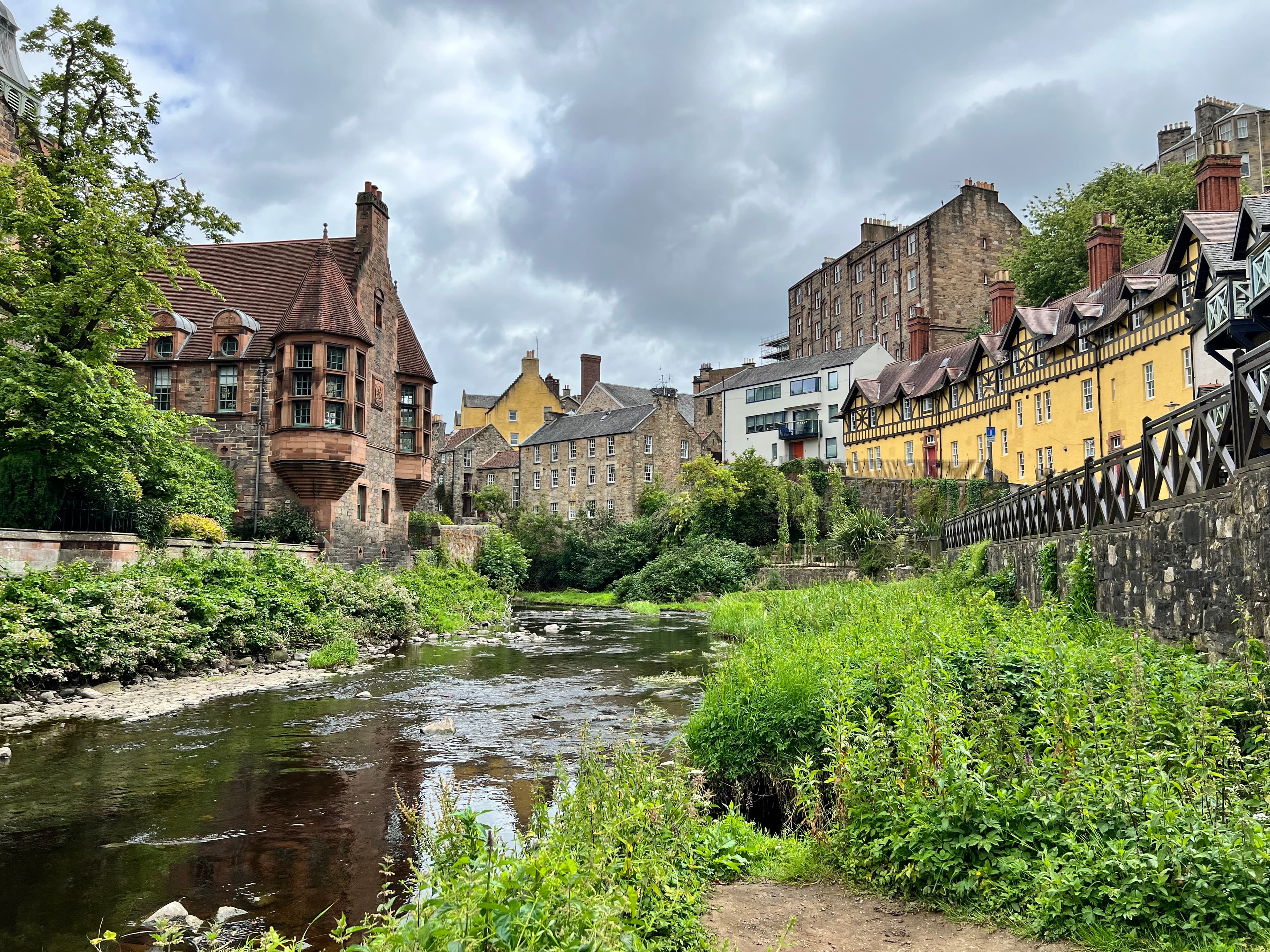 Traditional buildings on a cloudy day.