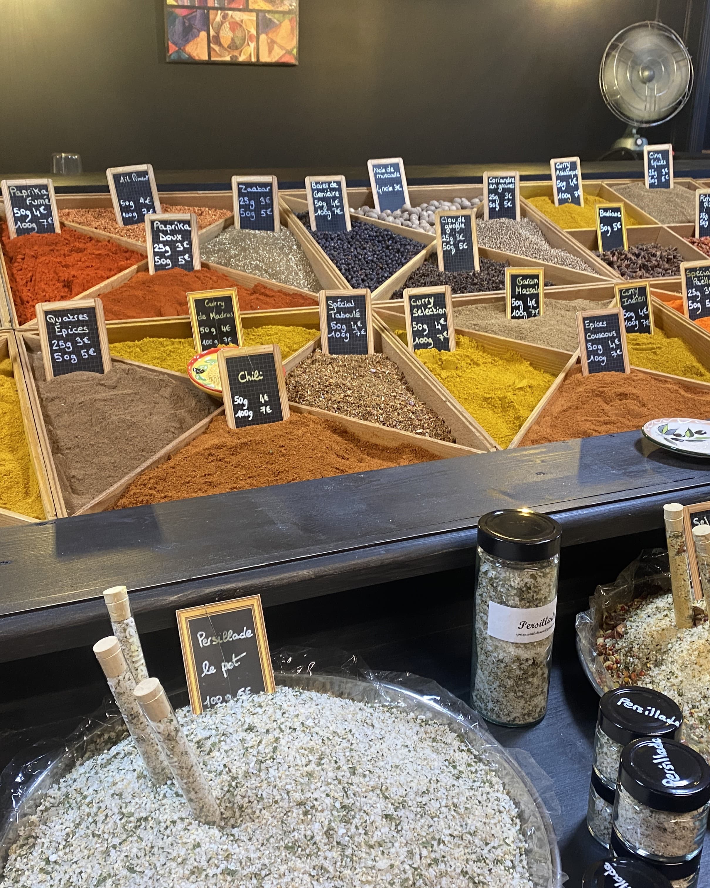 View of spices at a market in Avignon