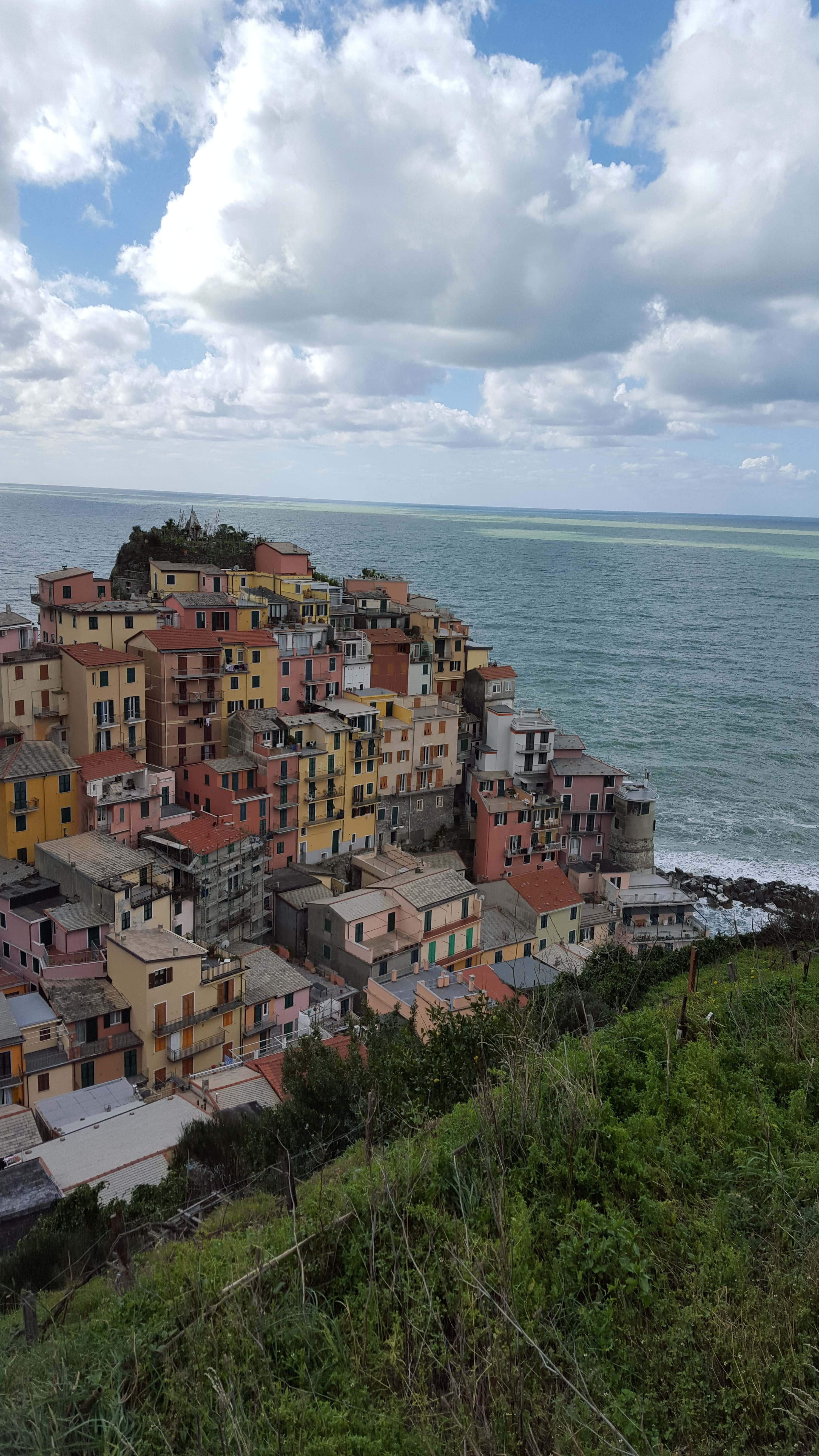 Aerial view of the Italian coast on a cloudy day