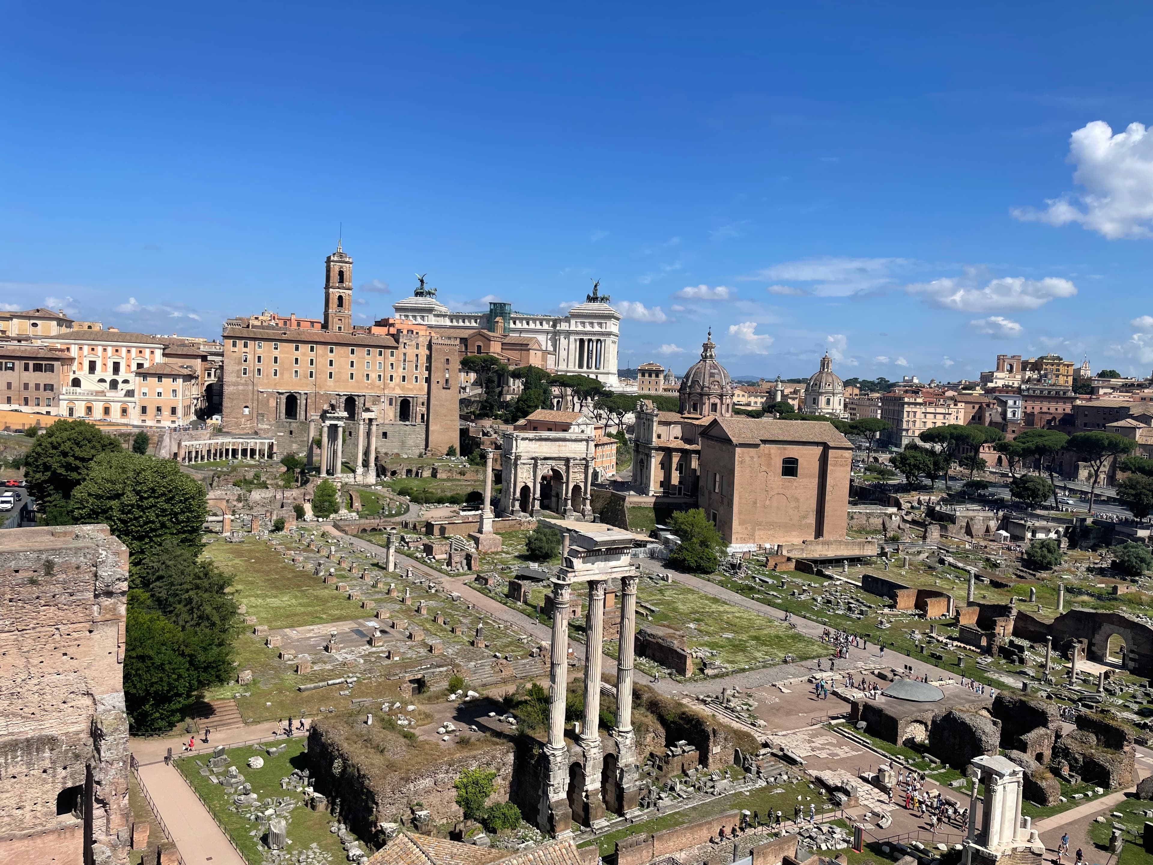 View of the Roman Forum ruins on a sunny day