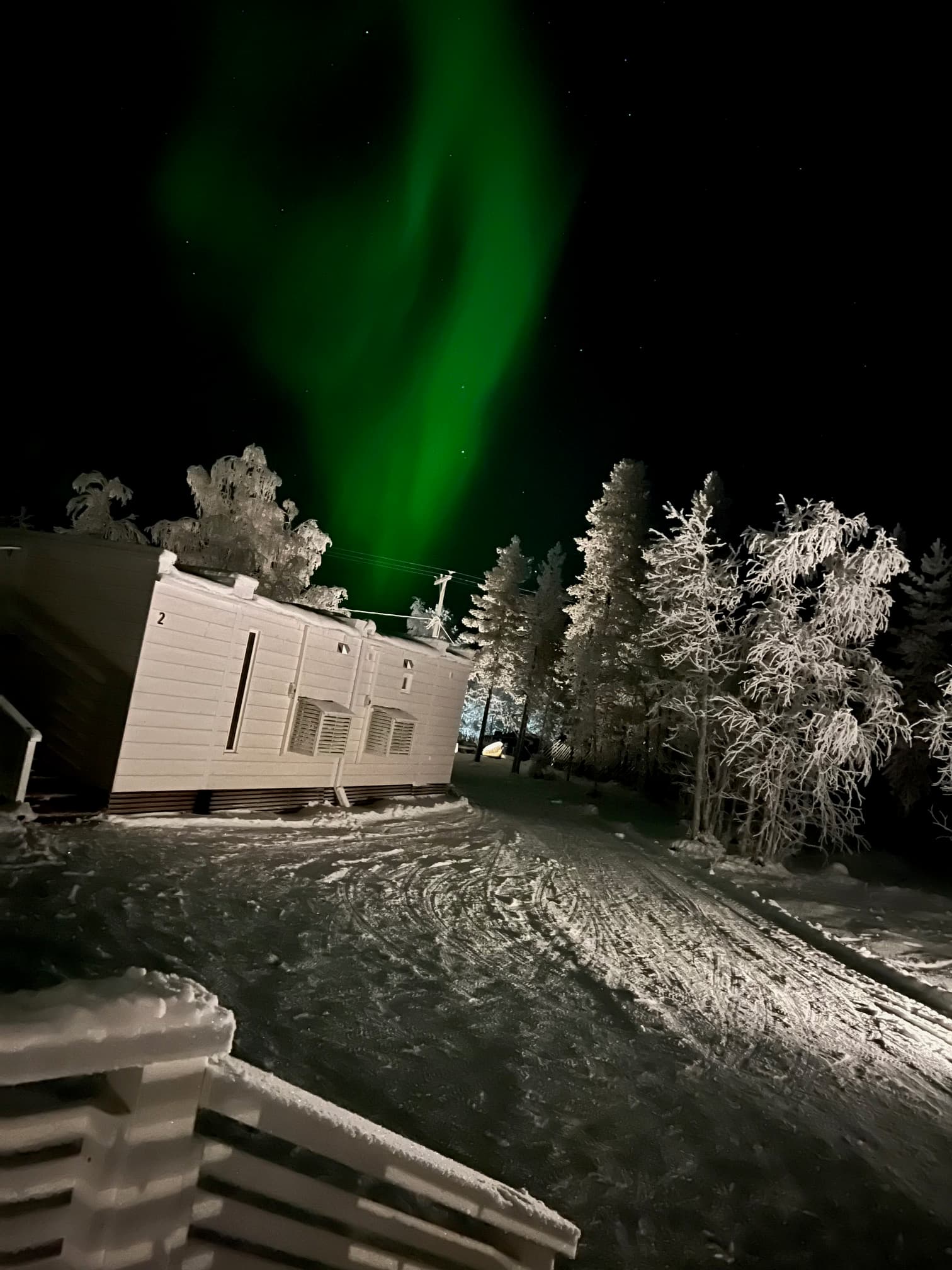 The northern lights in the sky during the night.