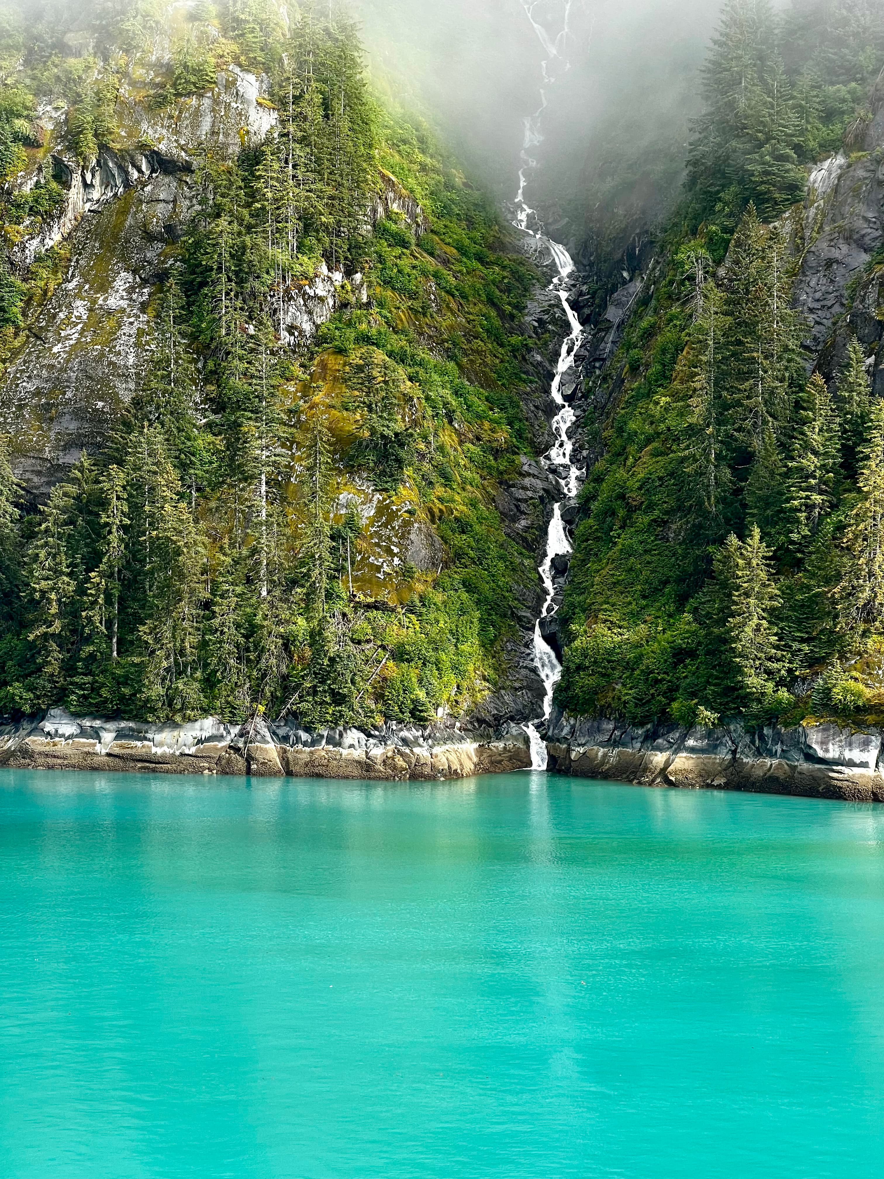 Glacial Lake waterfall.