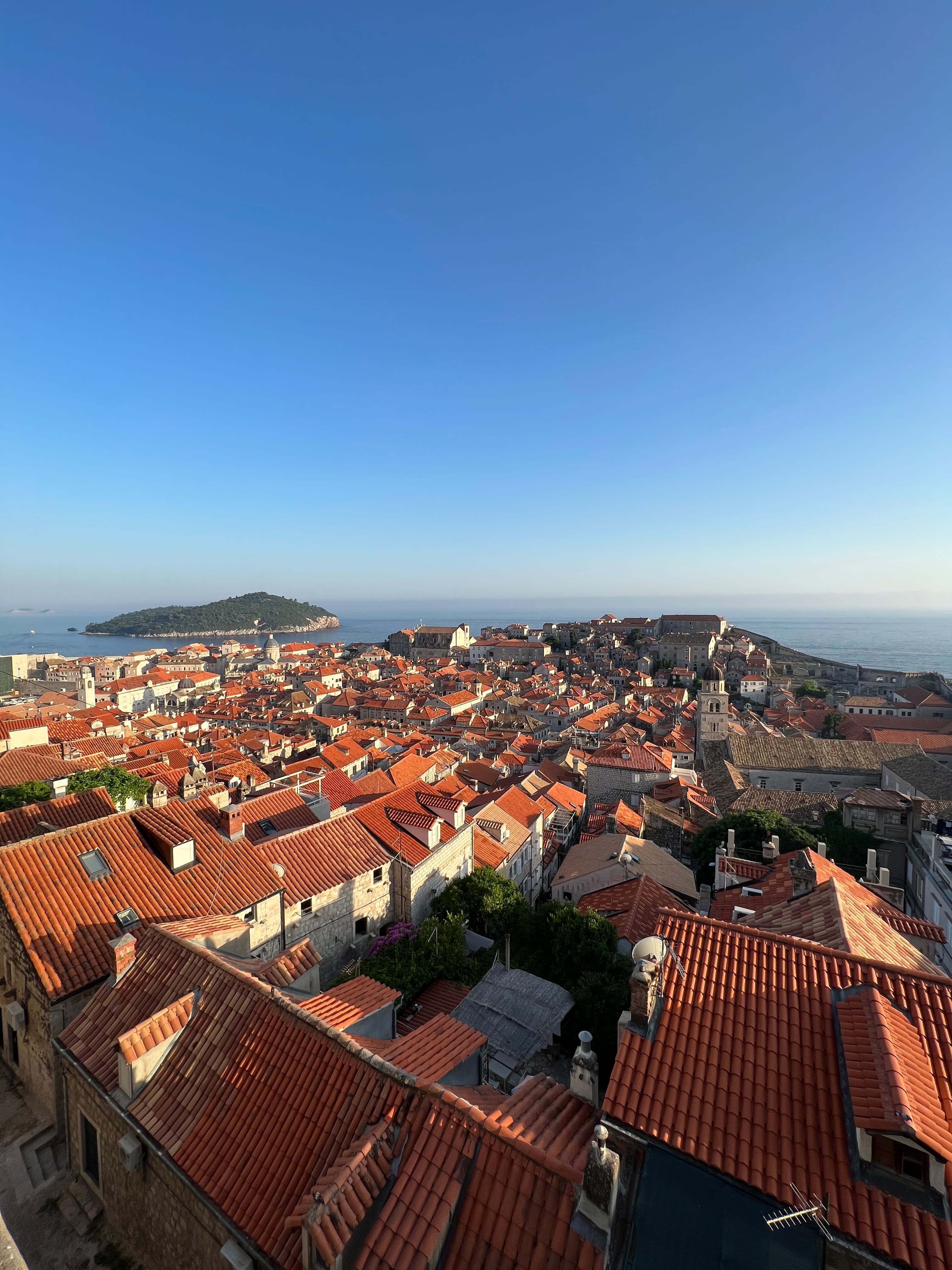 An aerial view of a town during the daytime. 
