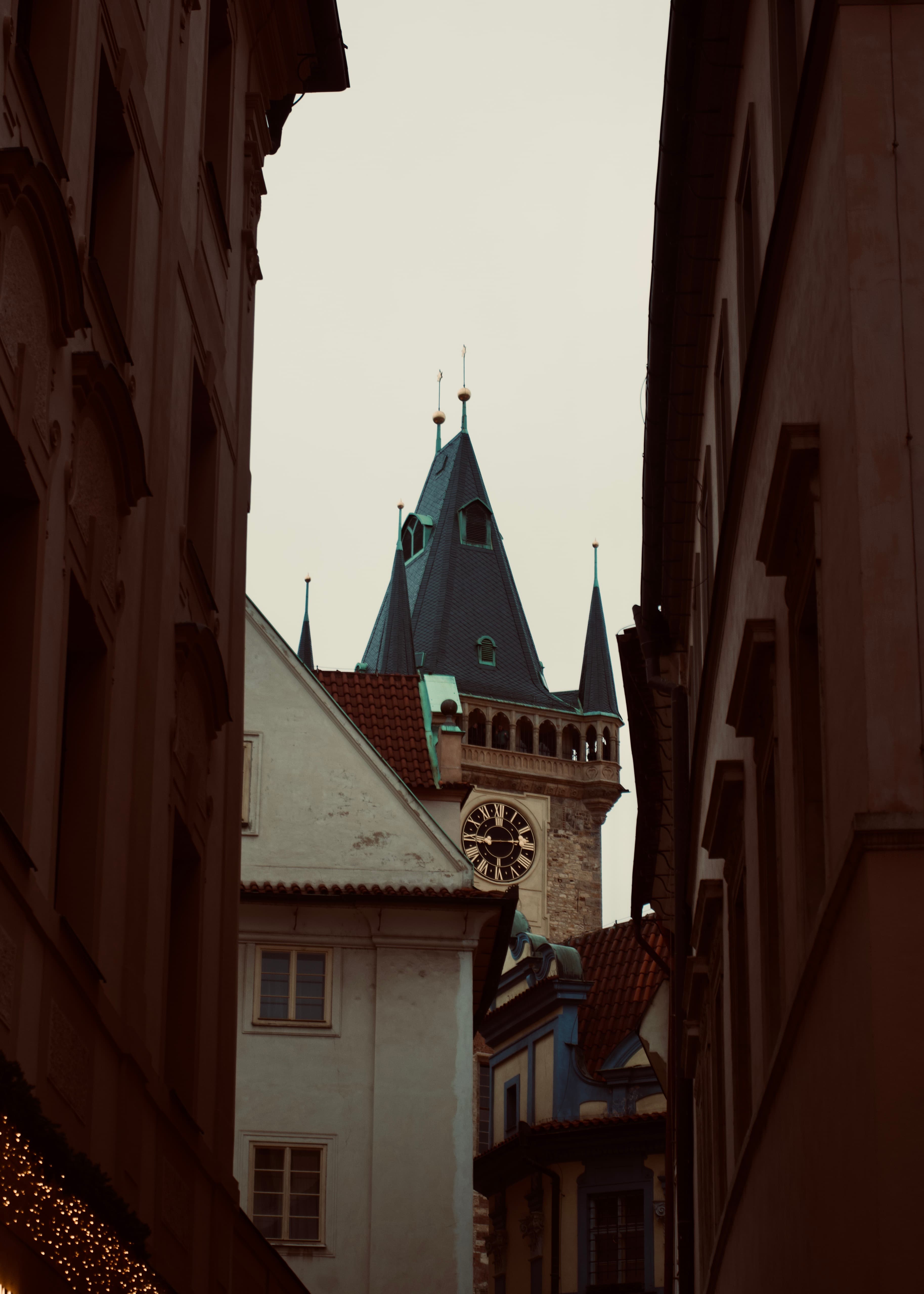 A European tower in the background. 