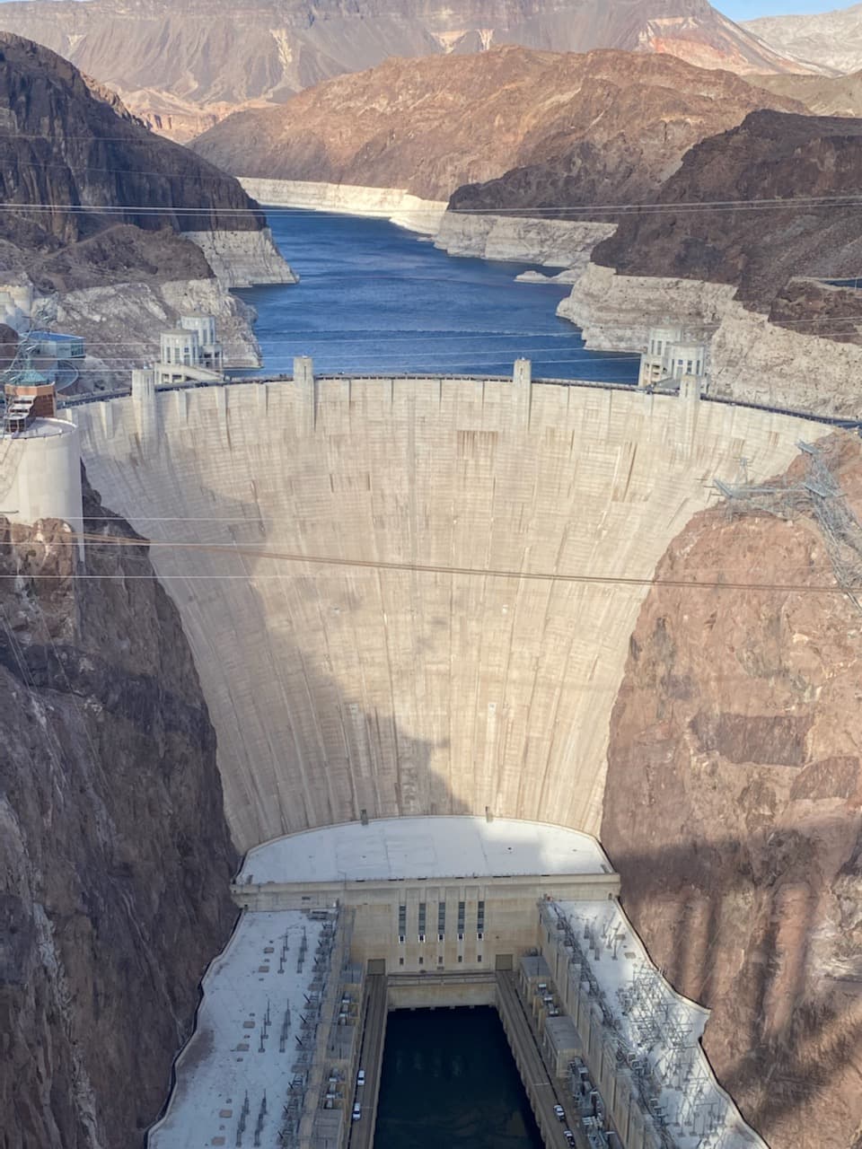 Above view of a river dam during the daytime