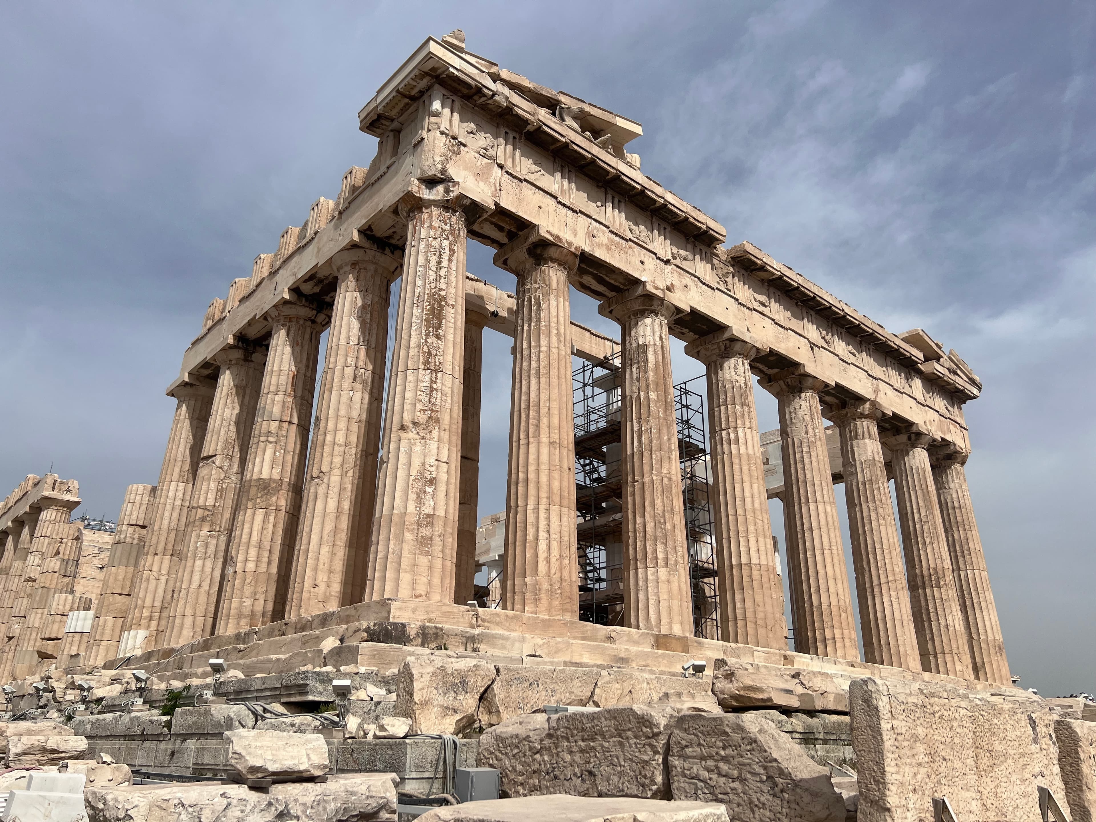 The Parthenon, an iconic structure on the Acropolis of Athens, Greece, exemplifies classical Greek architecture and history.