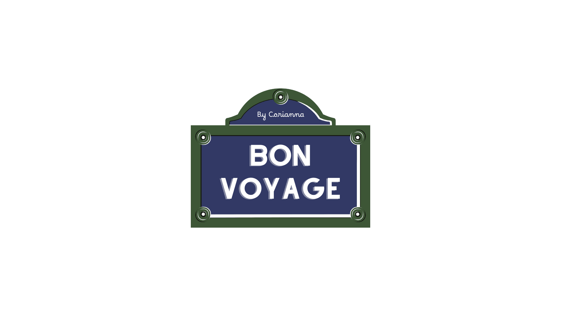 Image of a blue Paris street sign reading Bon Voyage