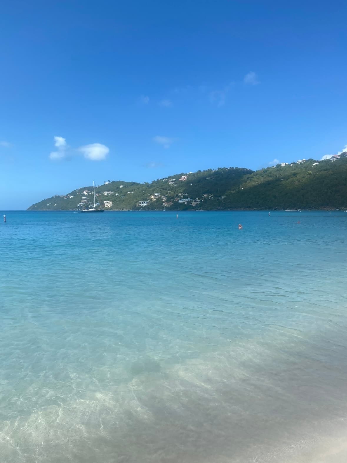 Clear water on the beach.