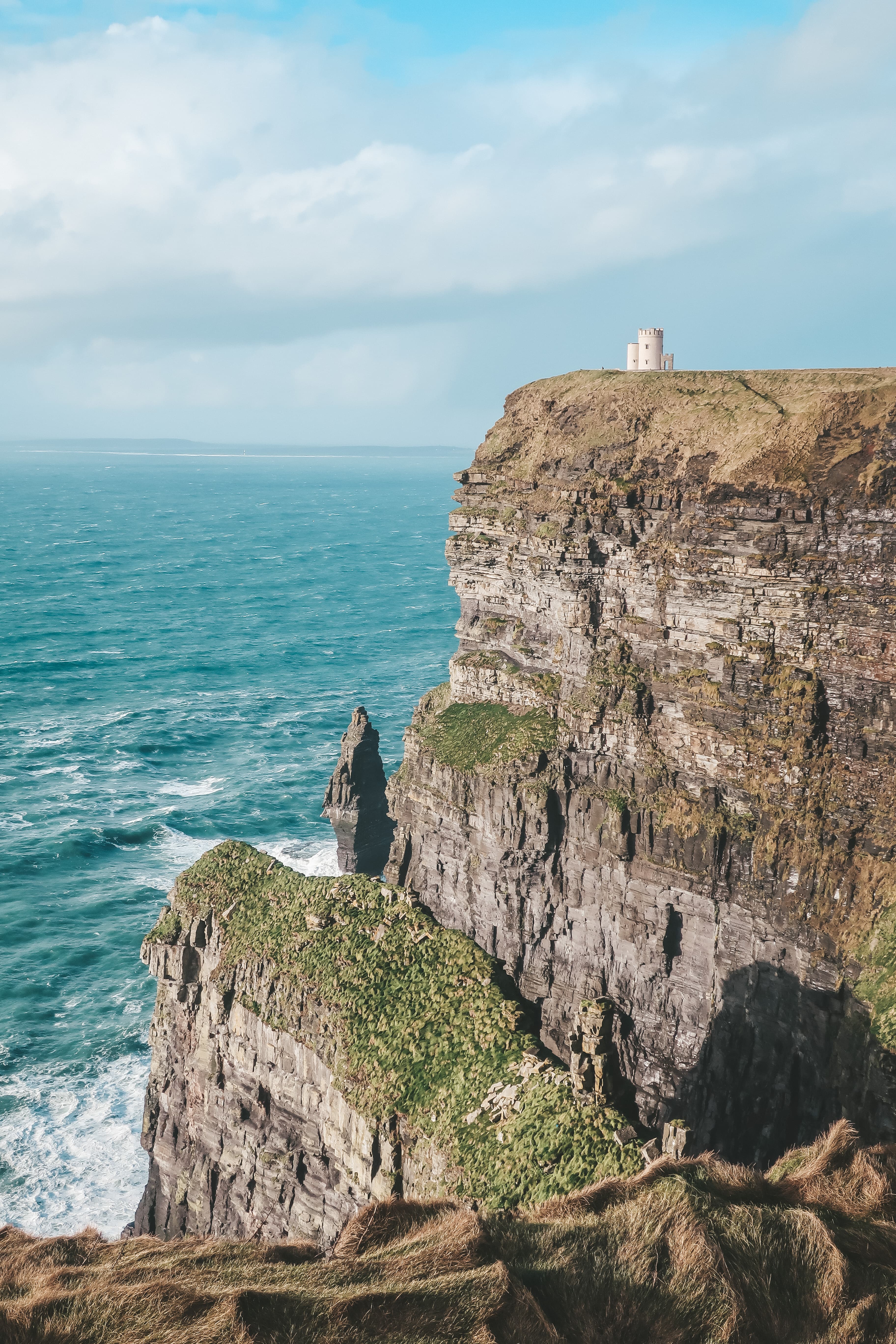 View of a beautiful dramatic cliff overlooking the sea