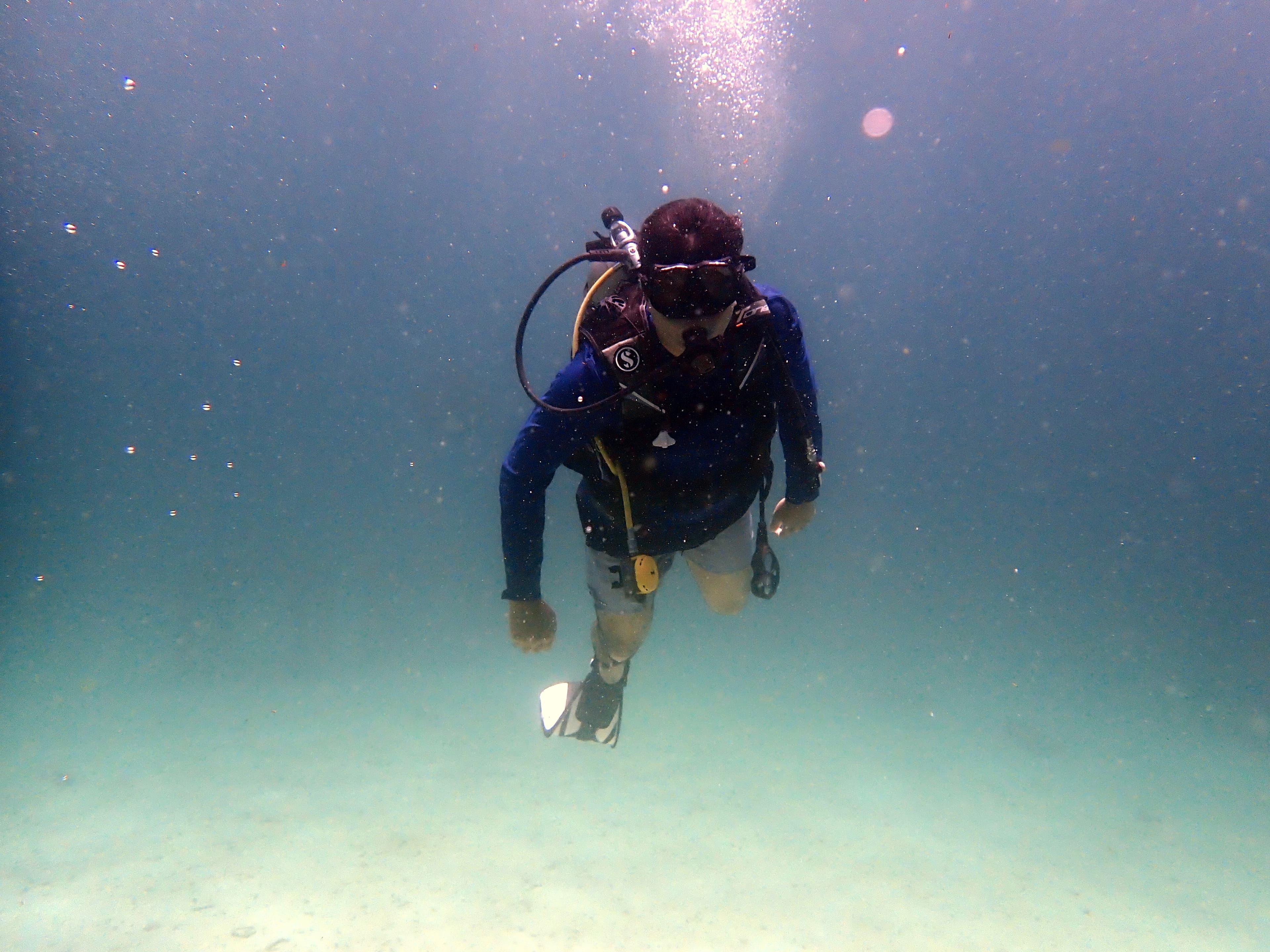 Snorkelling in sea.
