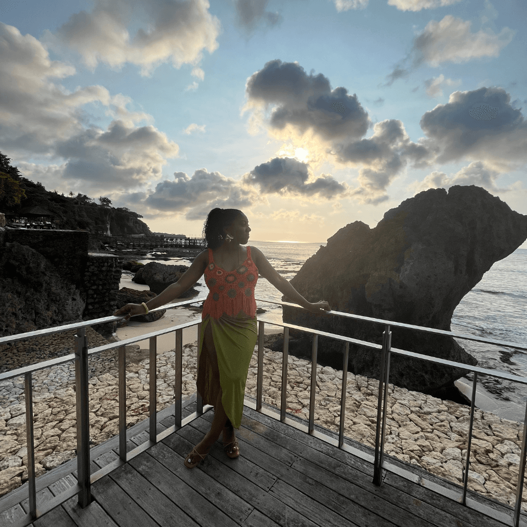 Sunset over sea with clouds.