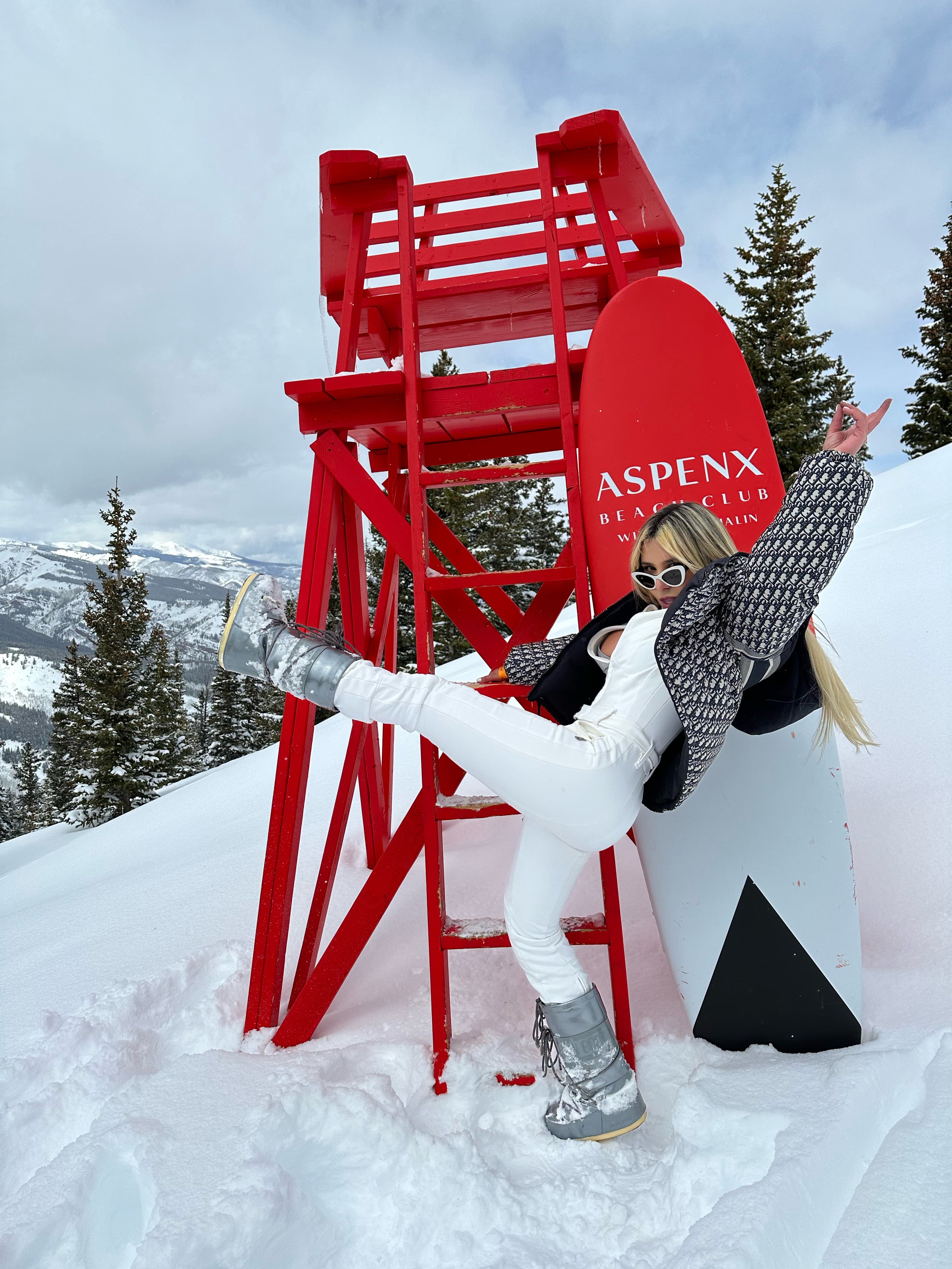 A view of the advisor playing in the snow. 