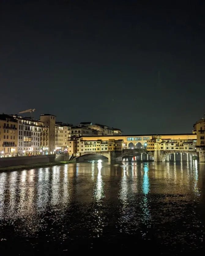 View of Ponte Vecchio Bridge at night