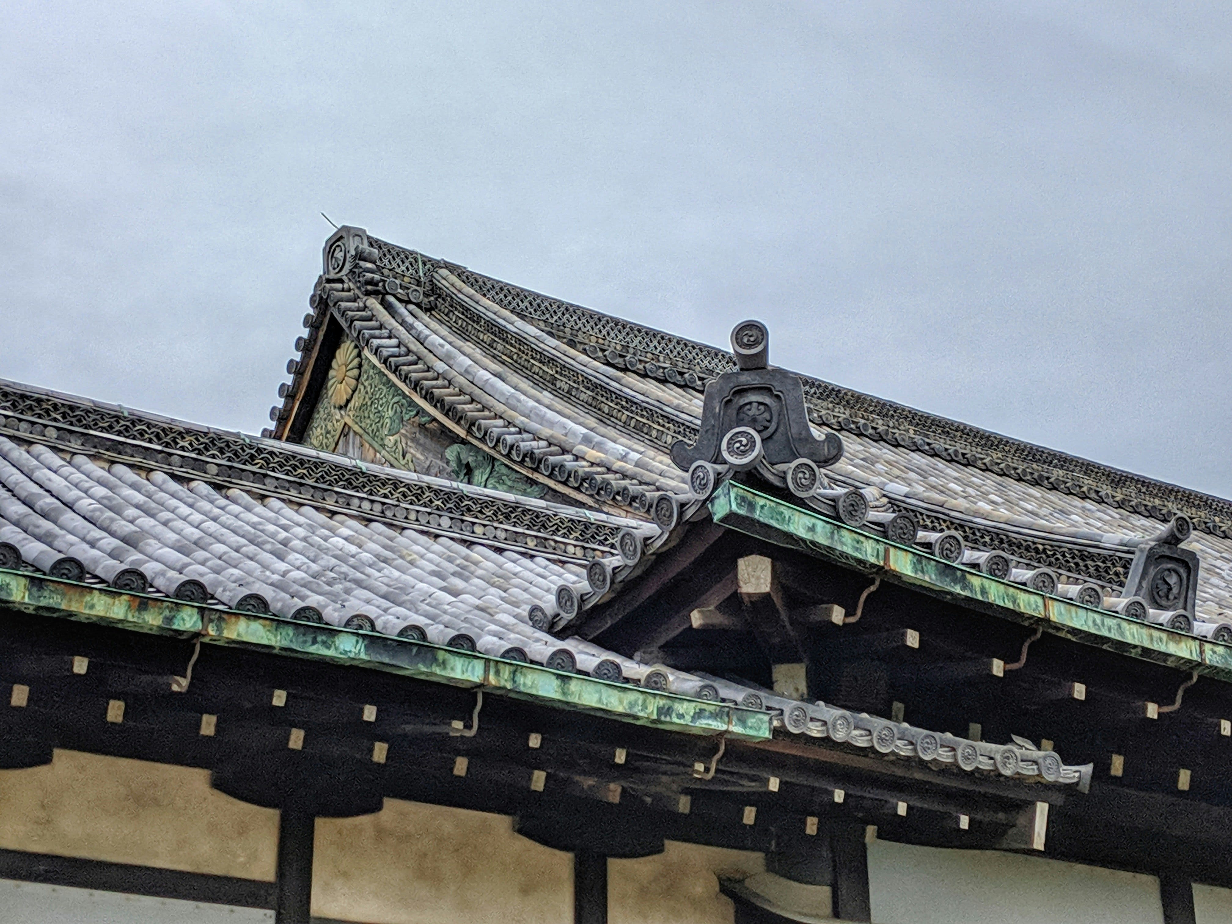 a colorful Japanese temple roof