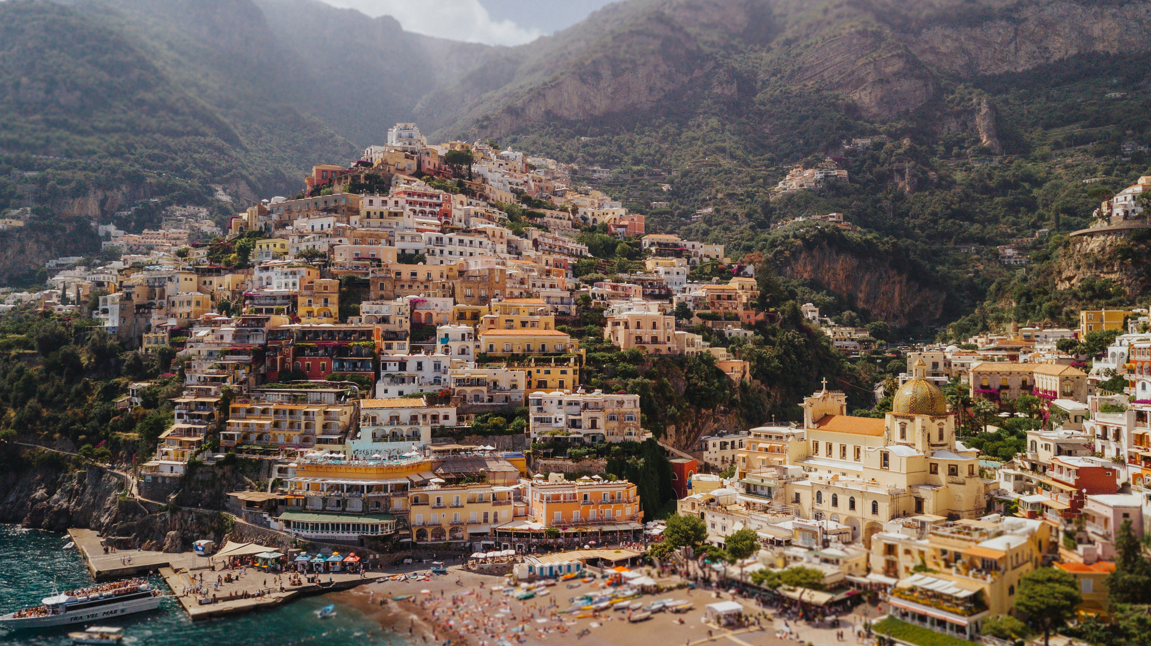 aerial view of a hillside town during daytime