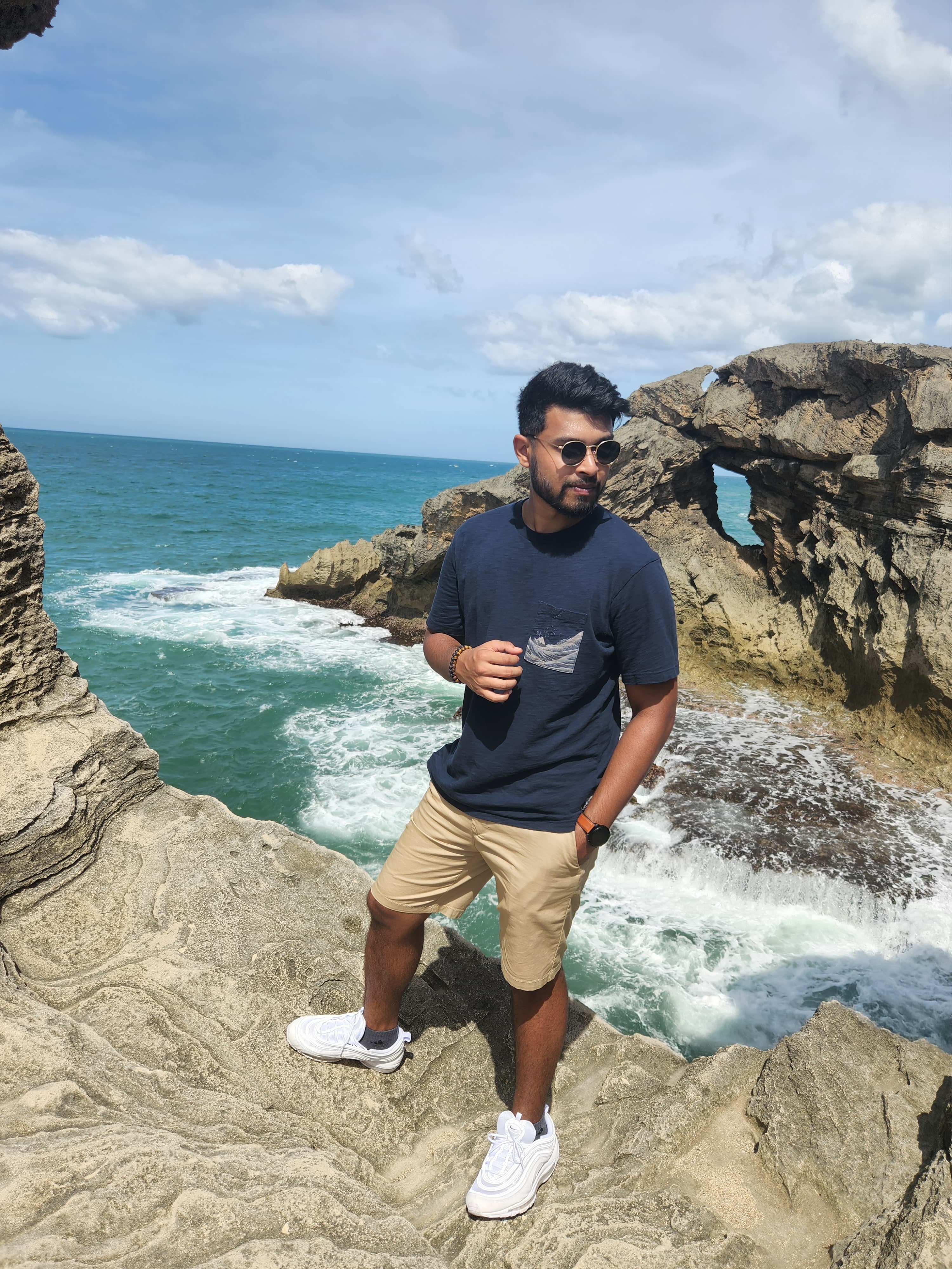 Shan posing on the seaside