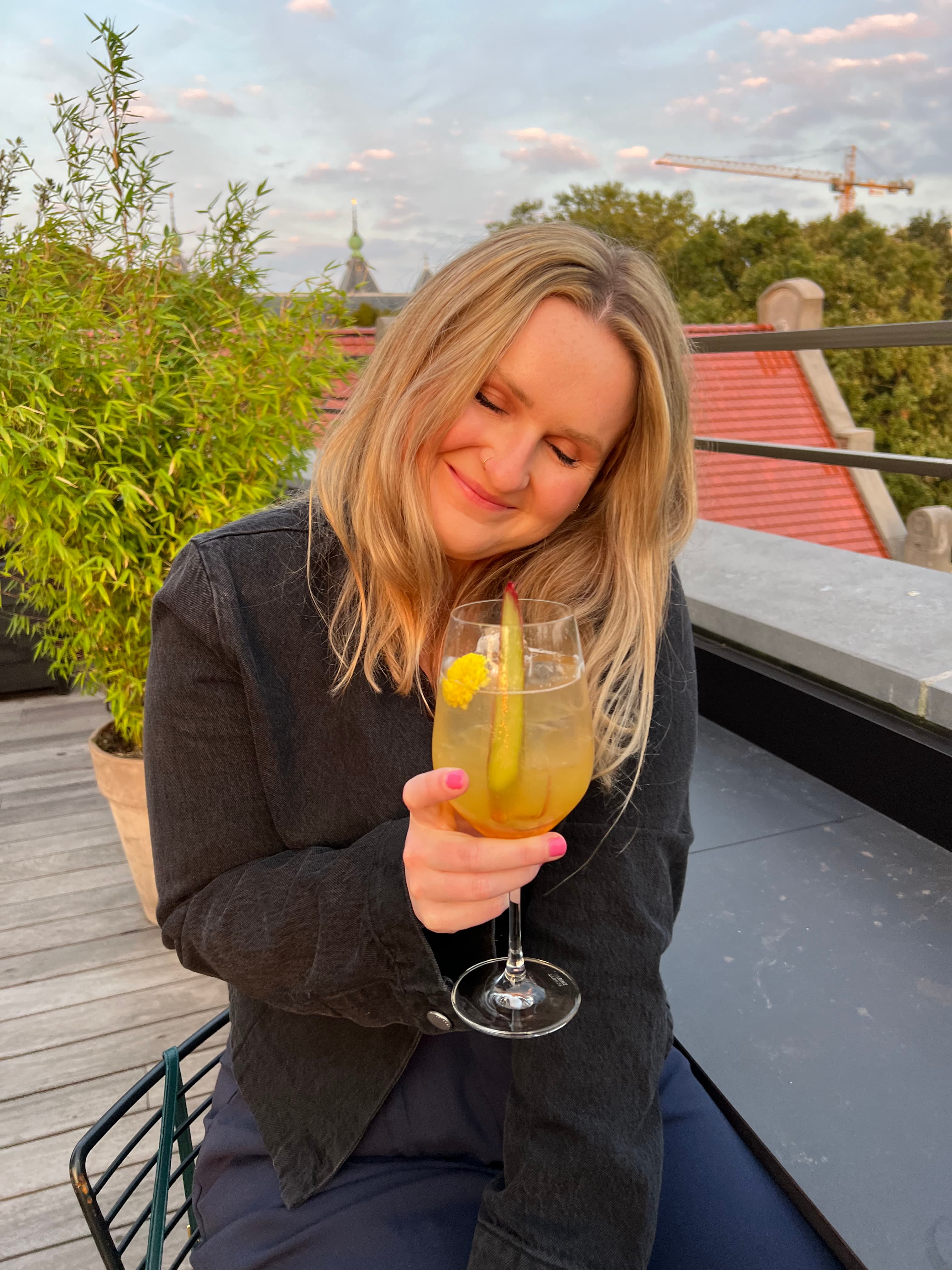 Picture of Kristen having a drink