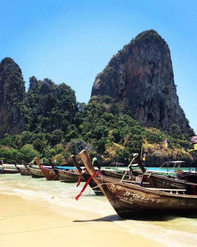 Boats on a beach in Thailand.