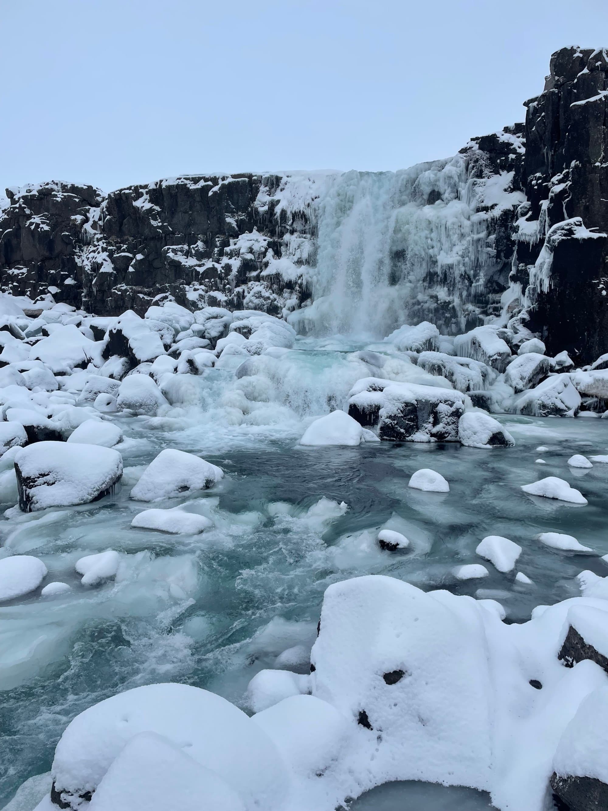 snowy waterfall