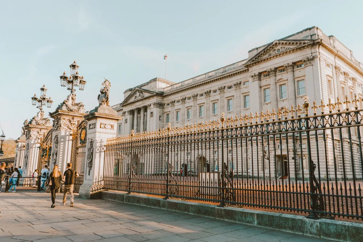 Buckingham Palace, the iconic London residence of the British monarch.