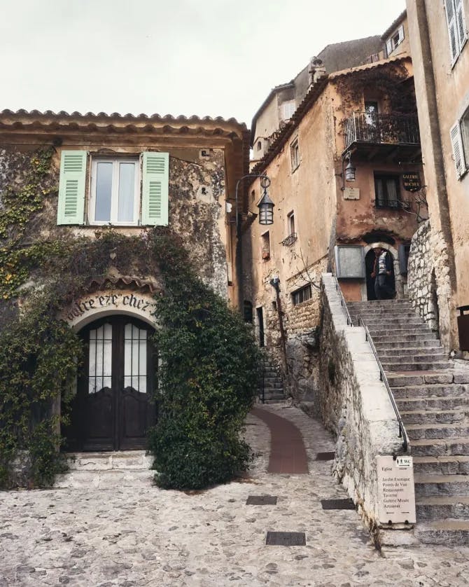Building and staircase in Italy. 