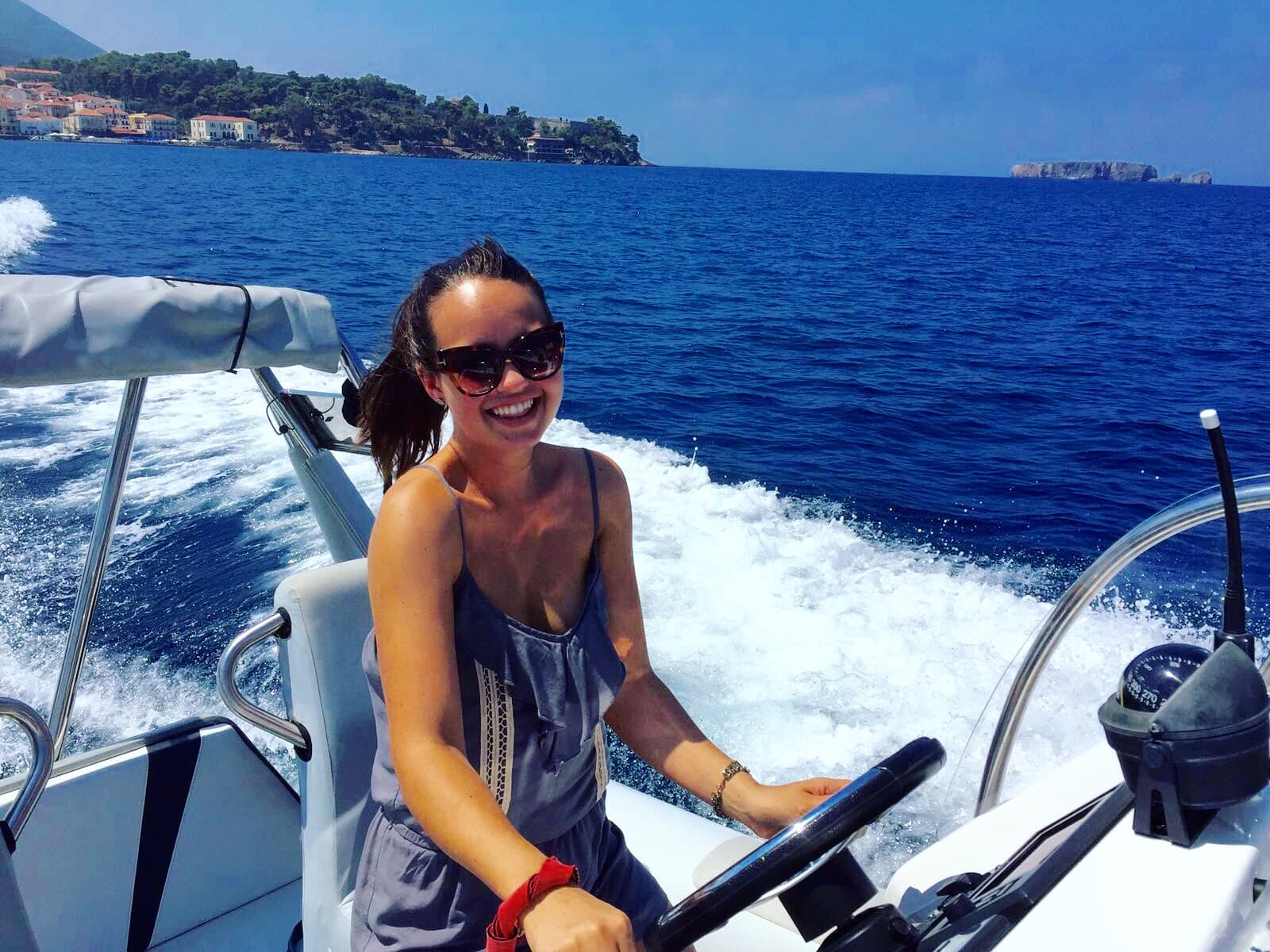 Enjoying a speed boat ride