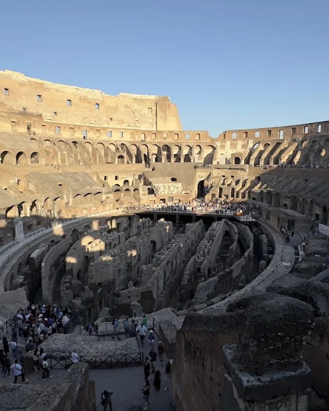 A beautiful view of the inside of the Colosseum in Rome, Italy.