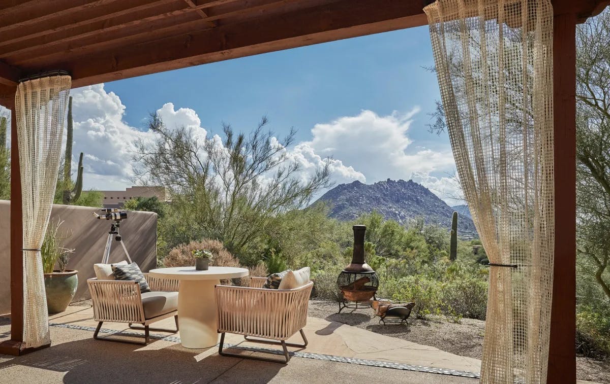 Suite with desert views and a fire pit at Four Seasons Resort Scottsdale At Troon North