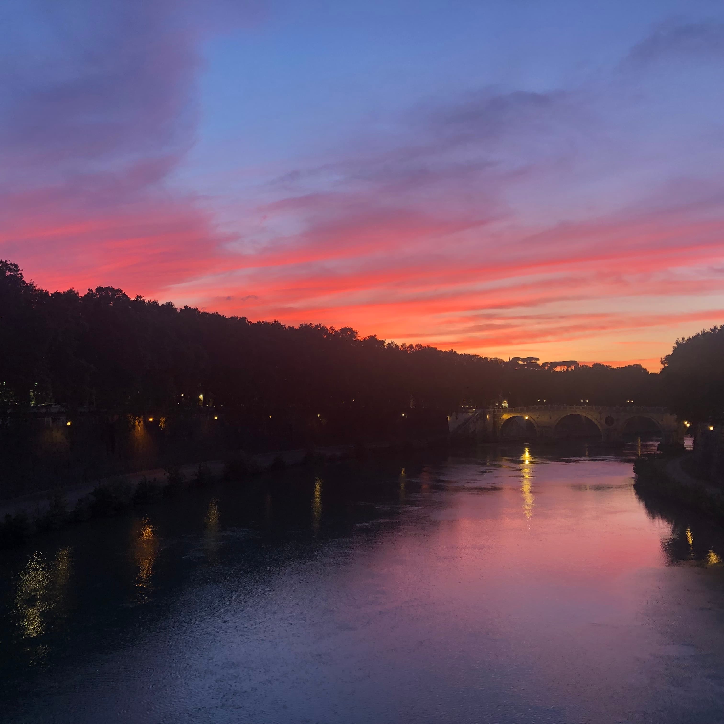 View of sunset and a lake