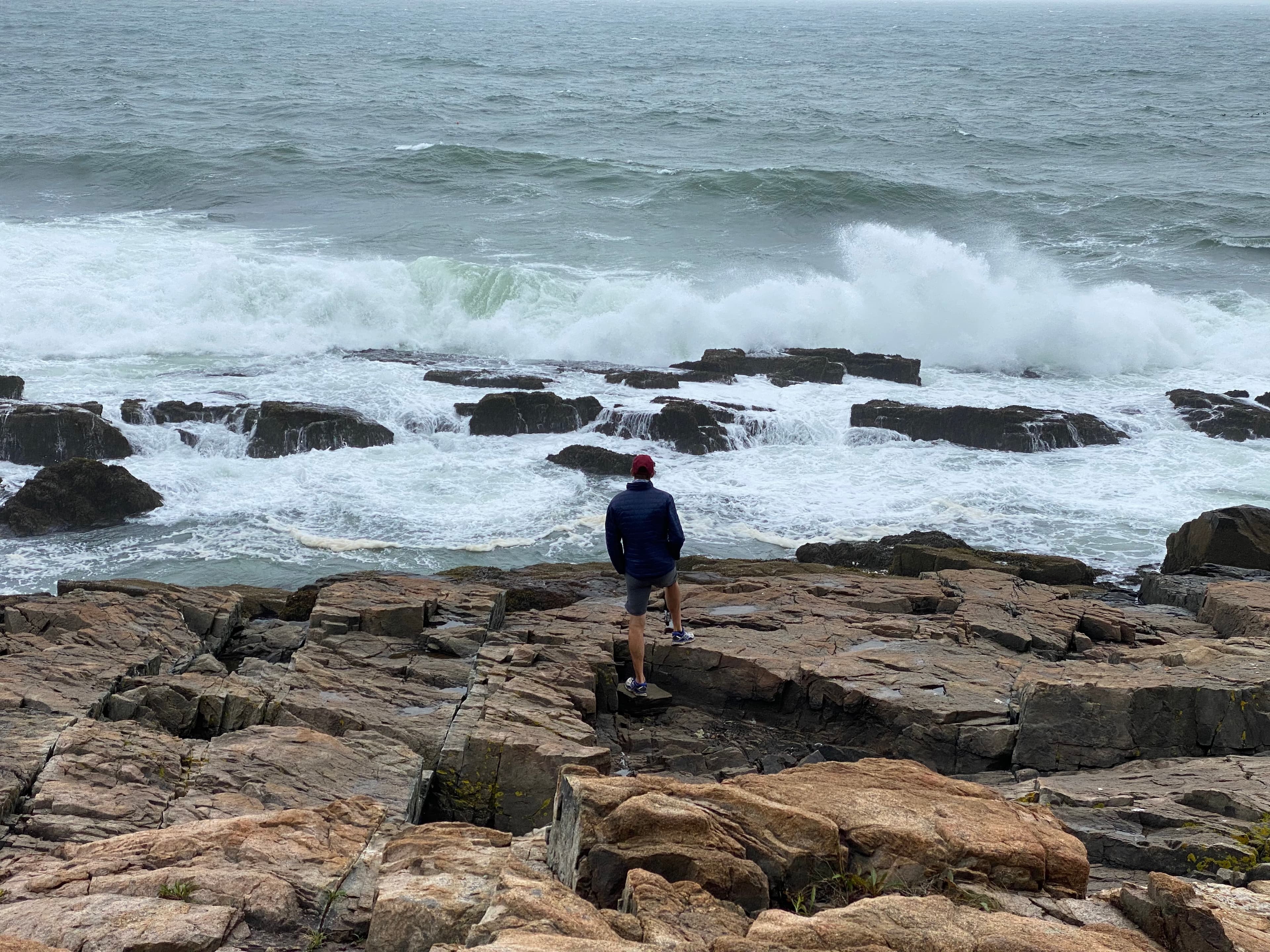 Waves crashing on a rocky shore