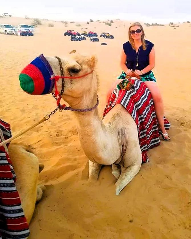 Picture of Emily sitting on camel
