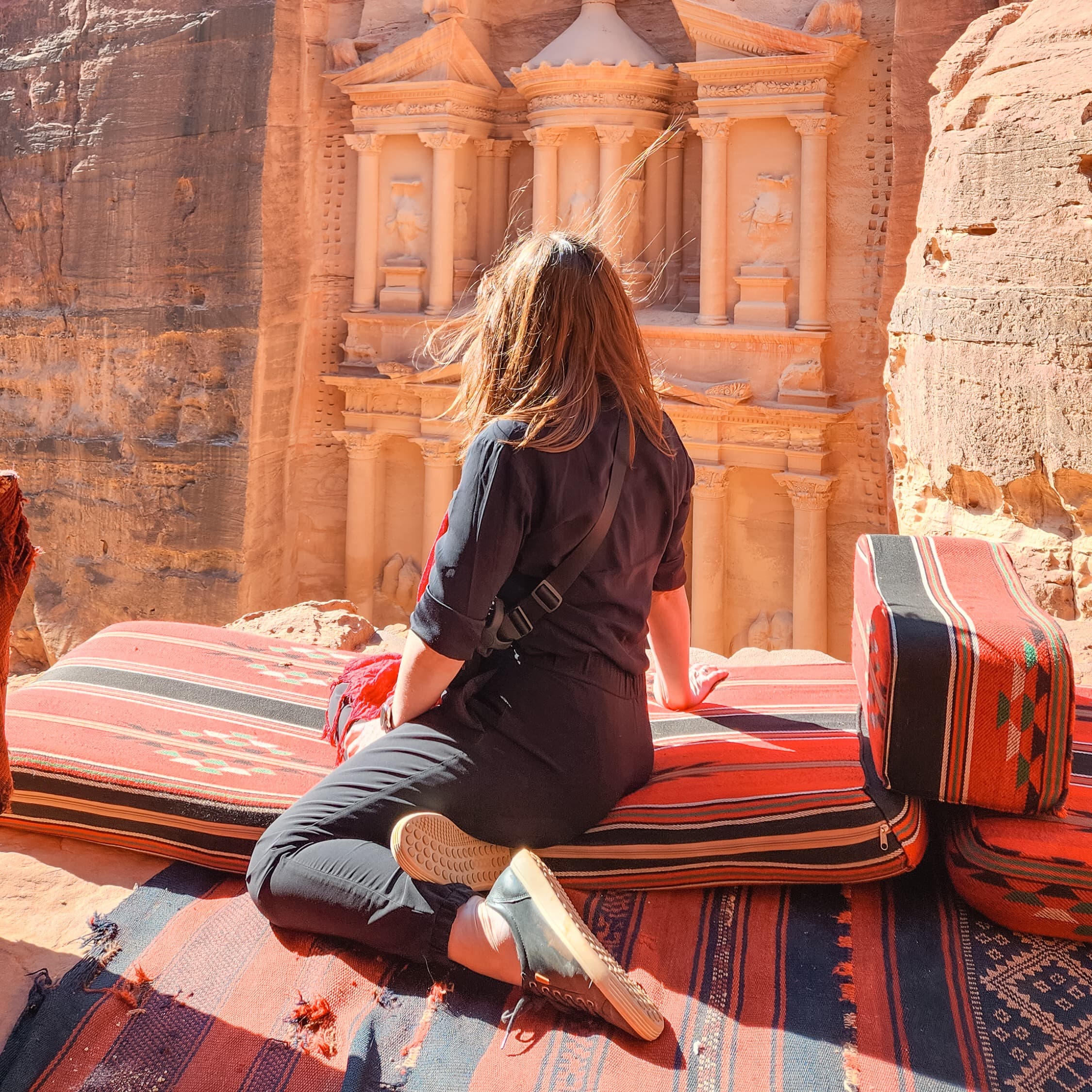 Adviser Pam Hughet taking picture in a historical place