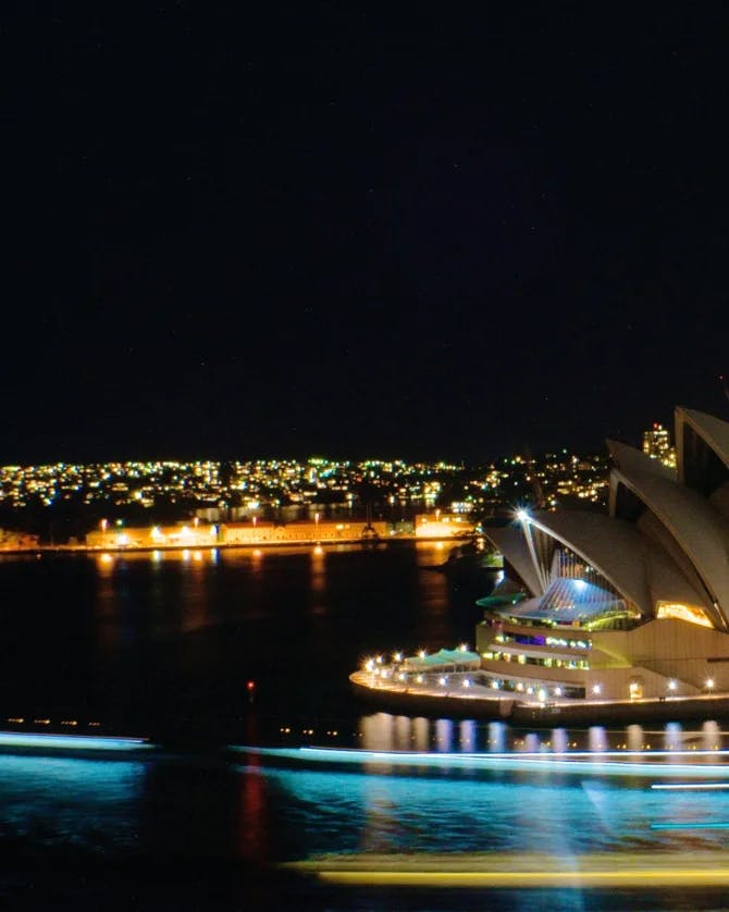 A beautiful view of Sydney Opera House at night