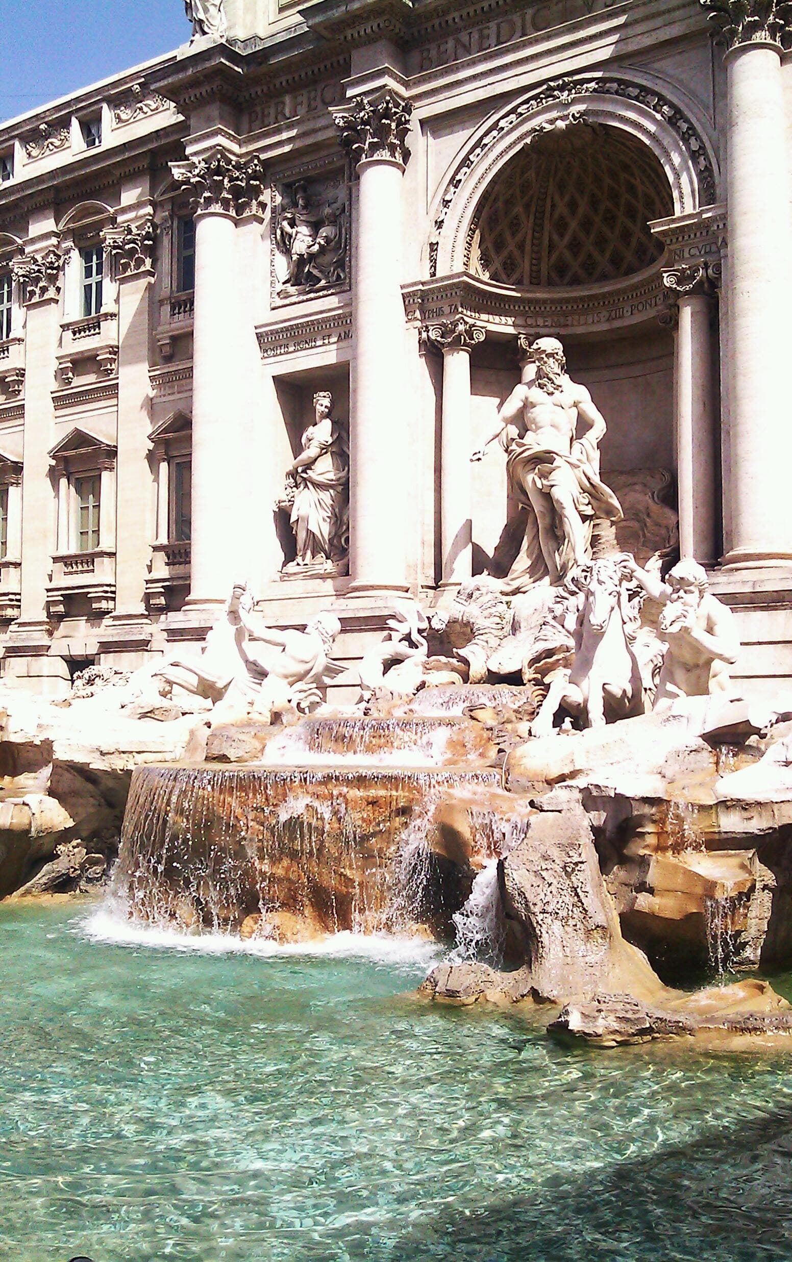 The beautiful, marble Trevi Fountain in Rome, Italy.
