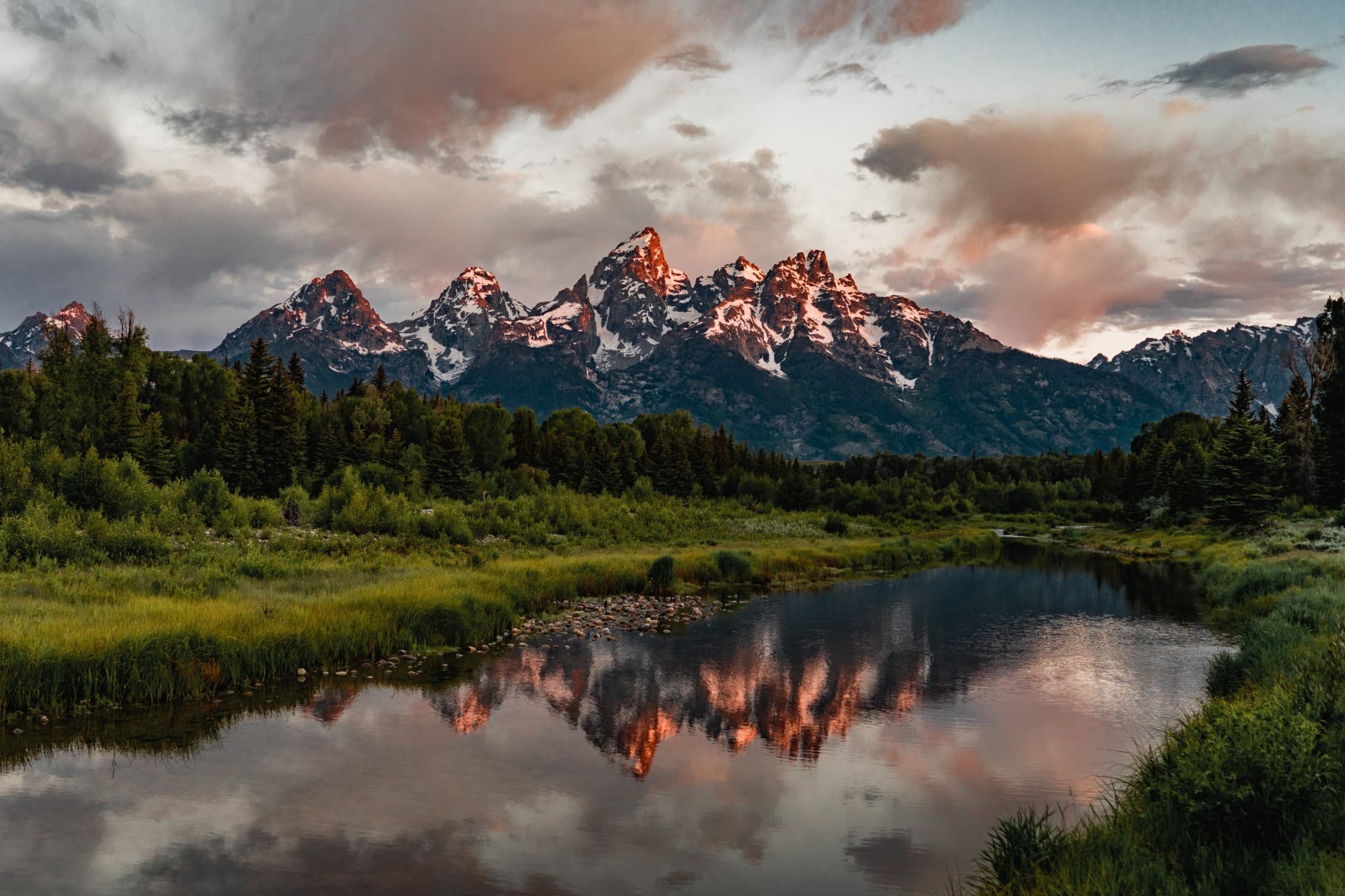 rugged snow-capped Teton Mountains